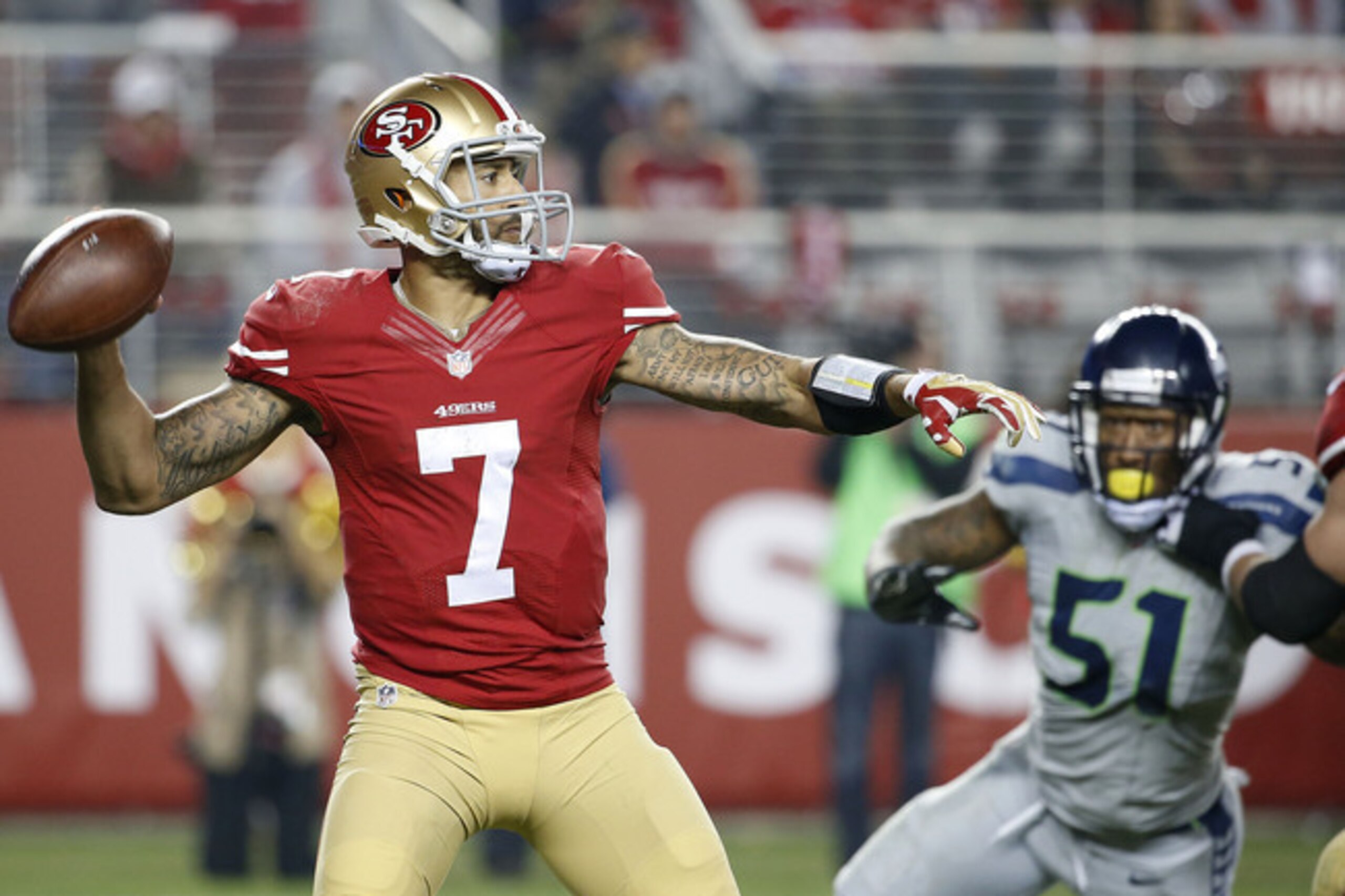 Quarterback Colin Kaepernick and the 49ers will look to get past the struggling Seahawks in Week 7.