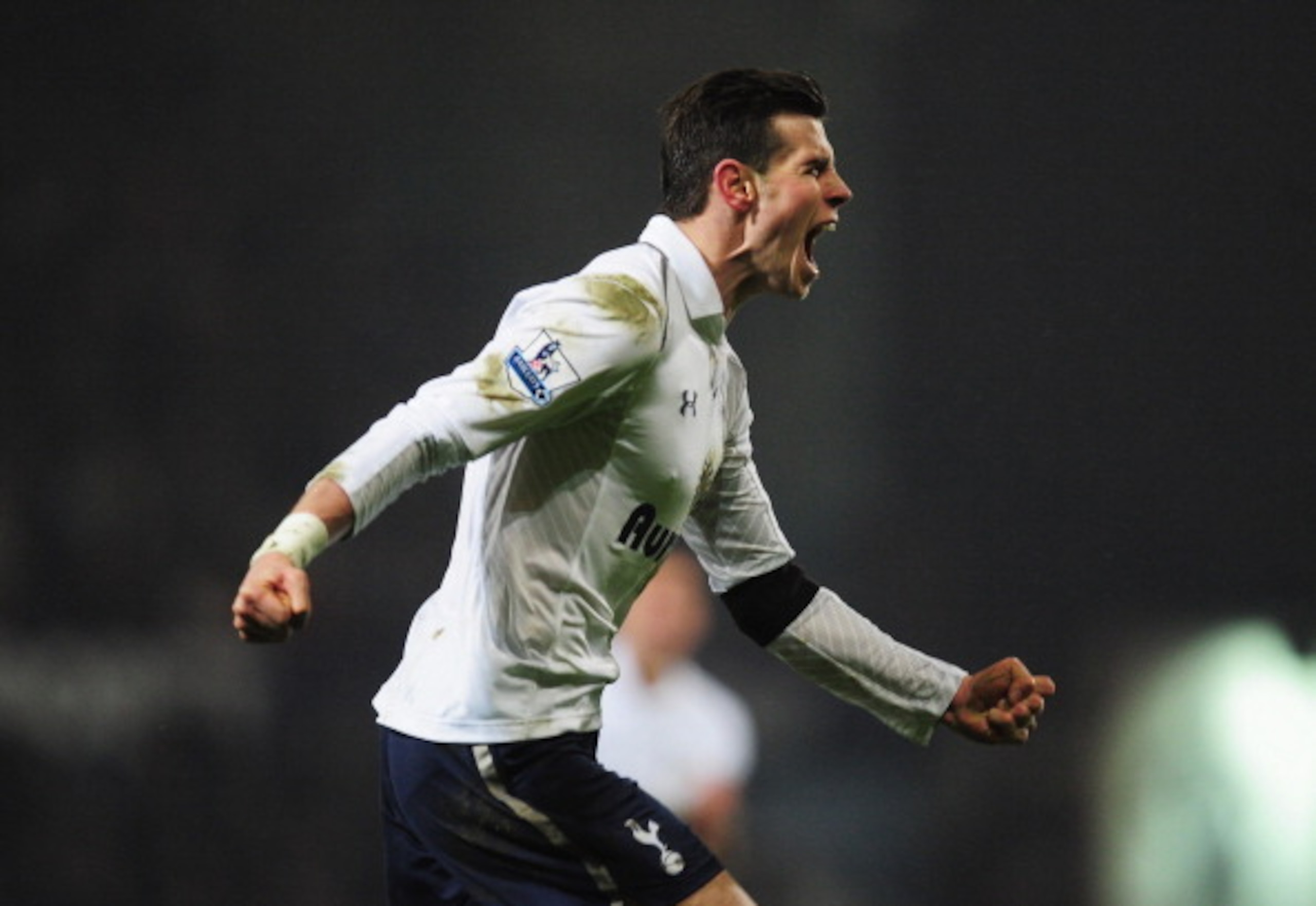 Gareth Bale celebrates scoring Tottenham's winner against West Ham in February 2013.