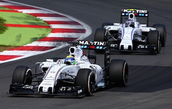 Felipe Massa leads Valtteri Bottas at the British Grand Prix.
