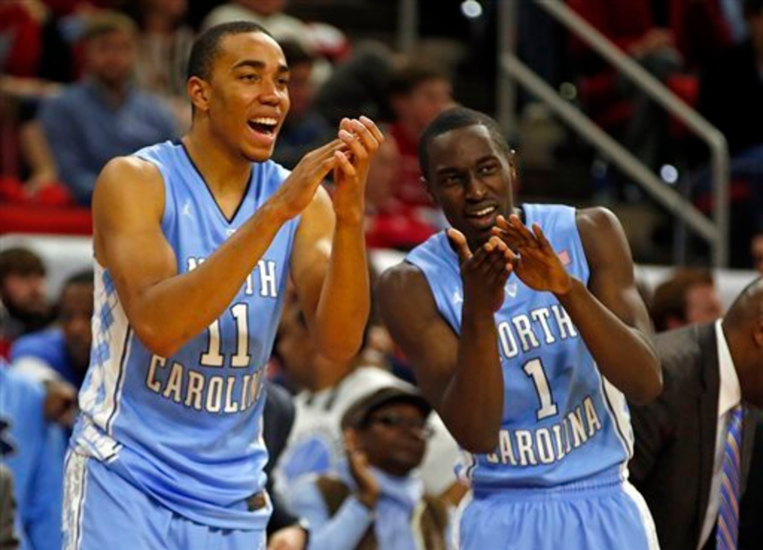 Brice Johnson (left) and Theo Pinson Brice Johnson (left) and Theo Pinson