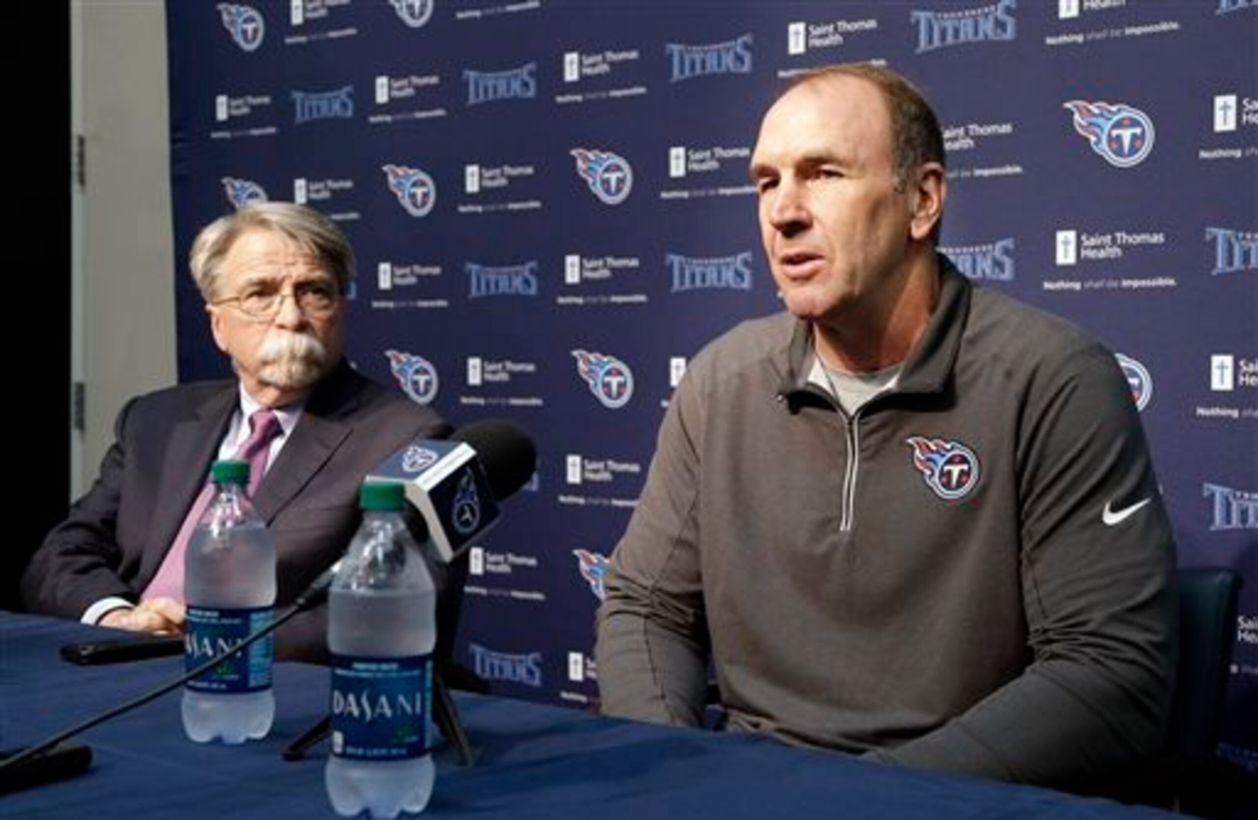 Mike Mularkey (right) will make his debut as Titans head coach vs. the Saints