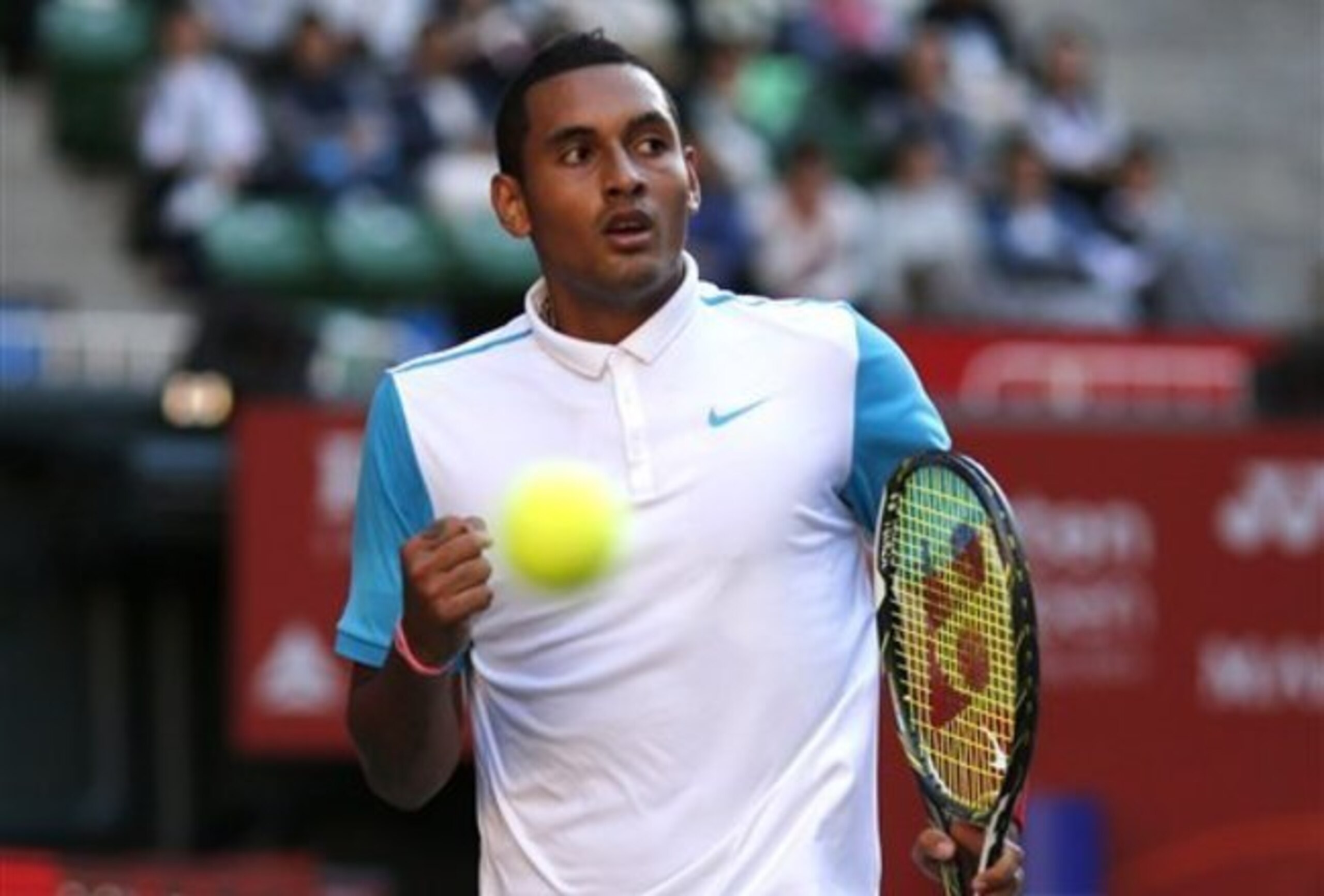 Nick Kyrgios during a match at the 2015 Japan Open.