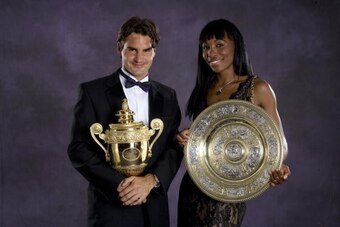 Venus Williams and Roger Federer during the 2007 Wimbledon Champions Gala.