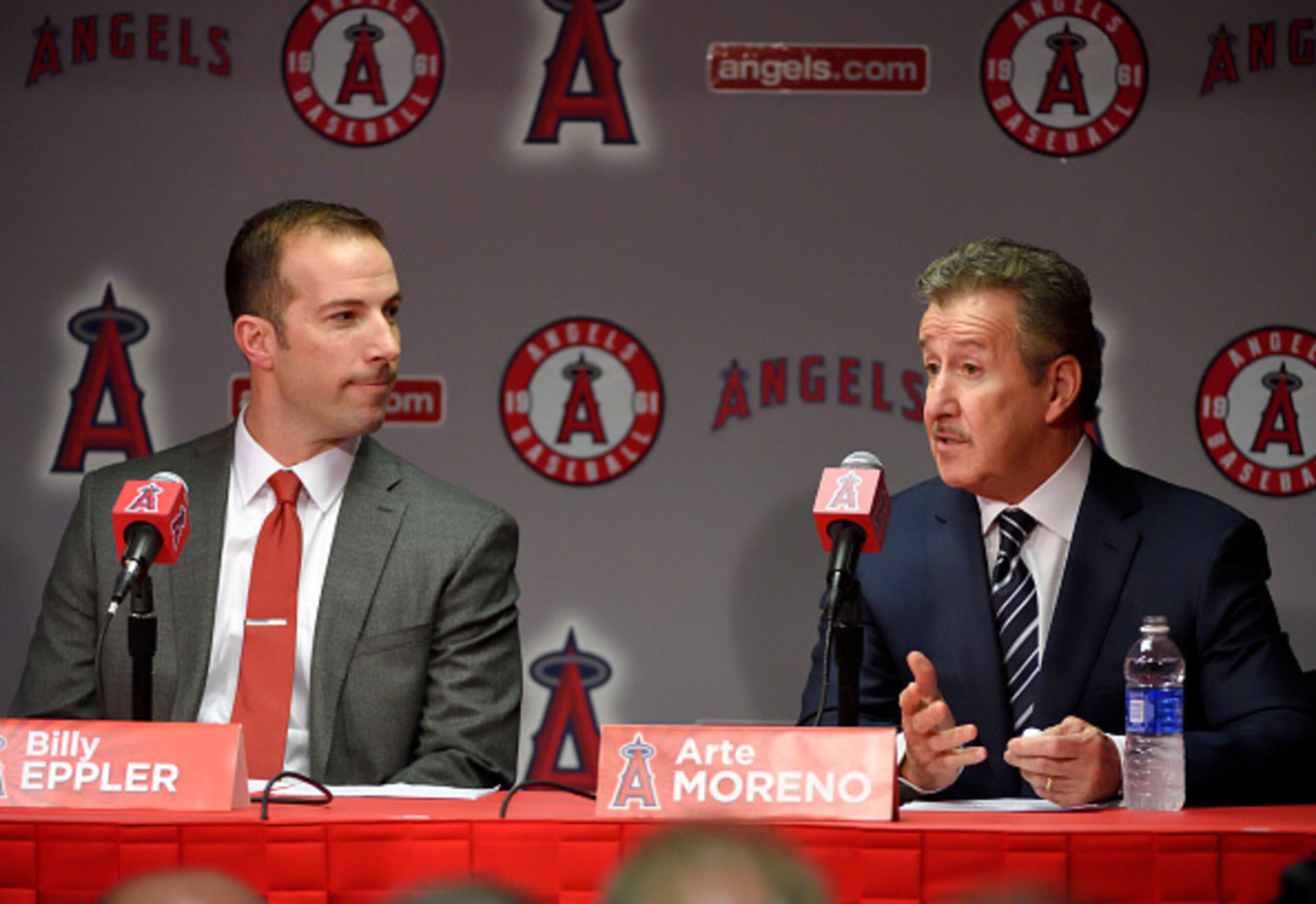 New Angels general manageer Billy Eppler and owner Arte Moreno need to use its deep starting rotation to add offense.
