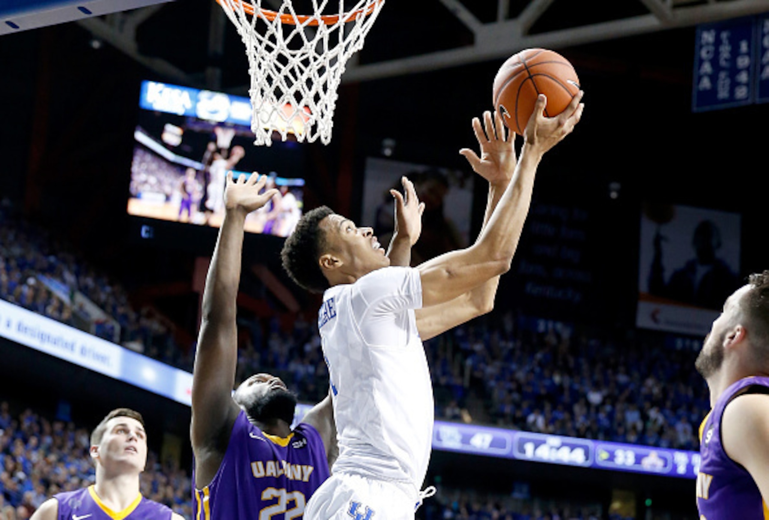 LEXINGTON, KY - NOVEMBER 13:  Skal Labissiere #1 of the Kentucky Wildcats shoots the ball during the game against the Albany Great Danes at Rupp Arena on November 13, 2015 in Lexington, Kentucky.  (Photo by Andy Lyons/Getty Images)