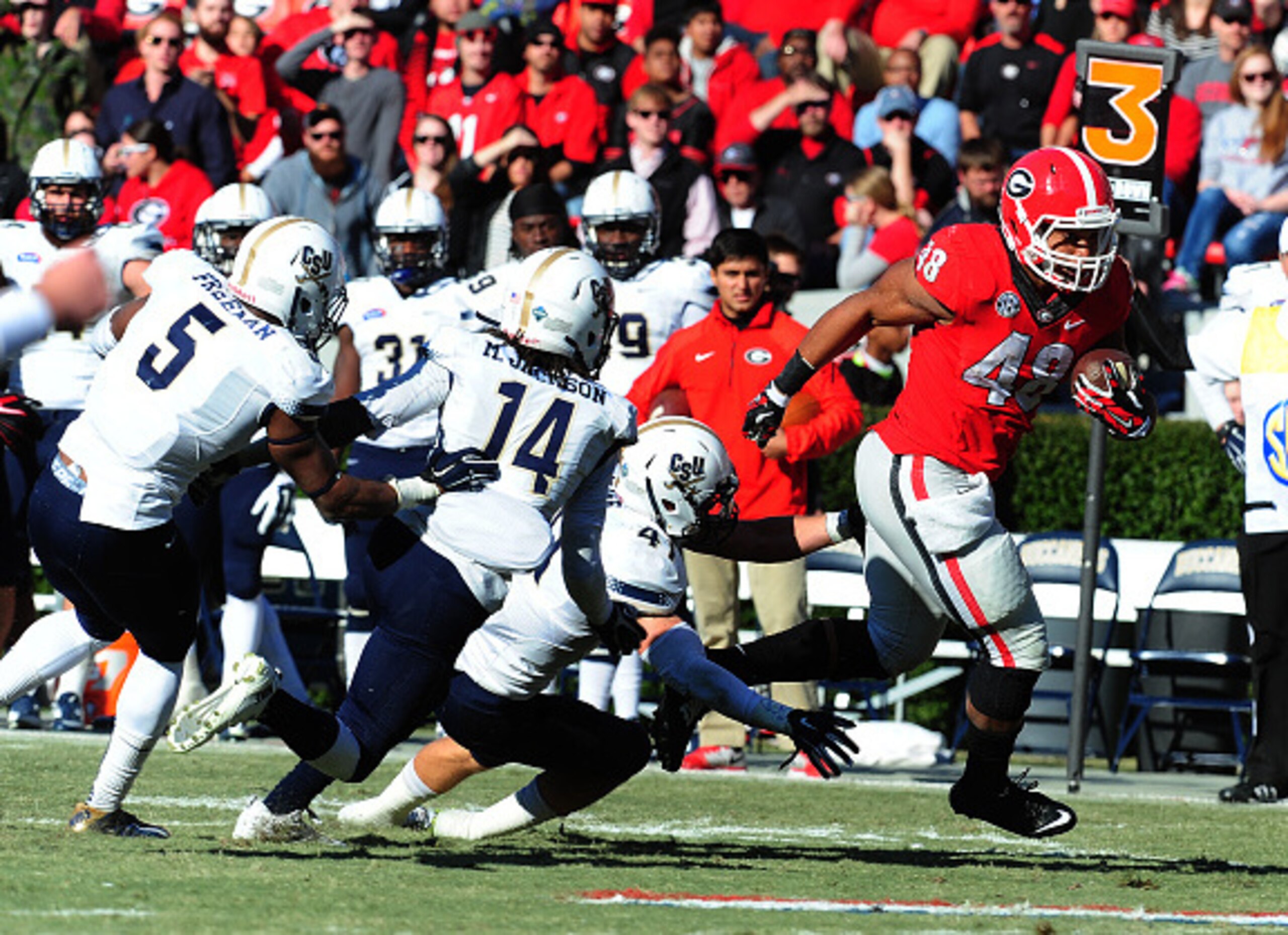 Last year Georgia ran for 270 yards and had 580 yards of total offense against Charleston Southern.