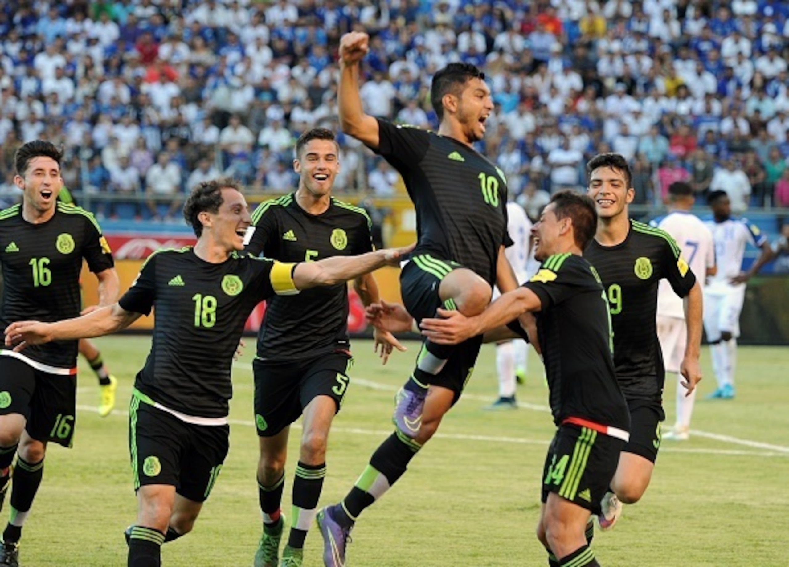 Man of the moment Corona can not contain his joy at scoring.
