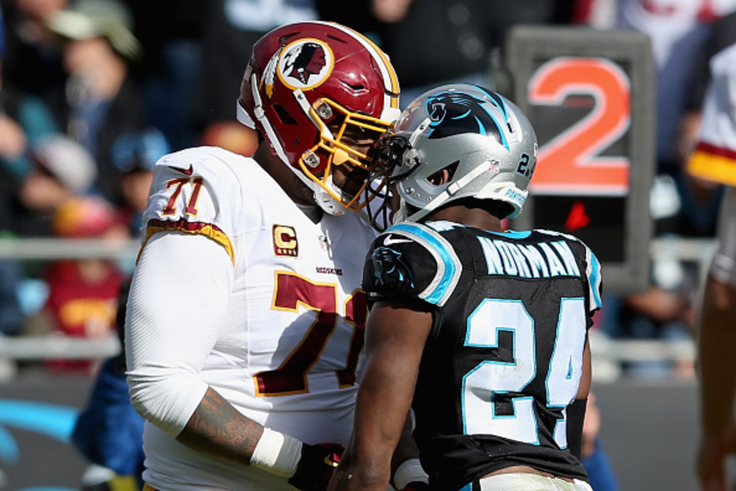 Josh Norman and Morgan Moses got into a war of words.