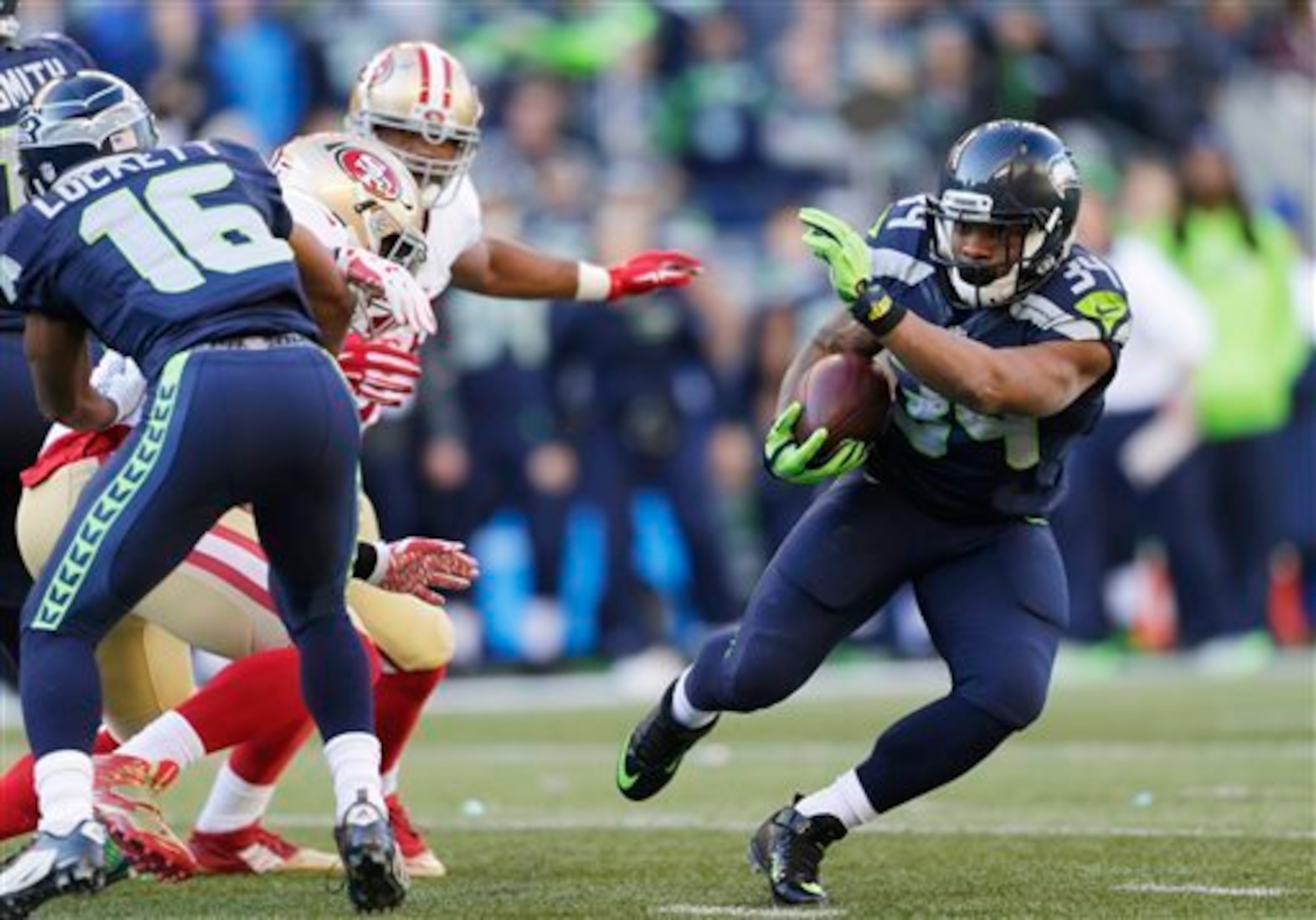 Running back Thomas Rawls was a major factor in Seattle's offensive efforts in Week 11.