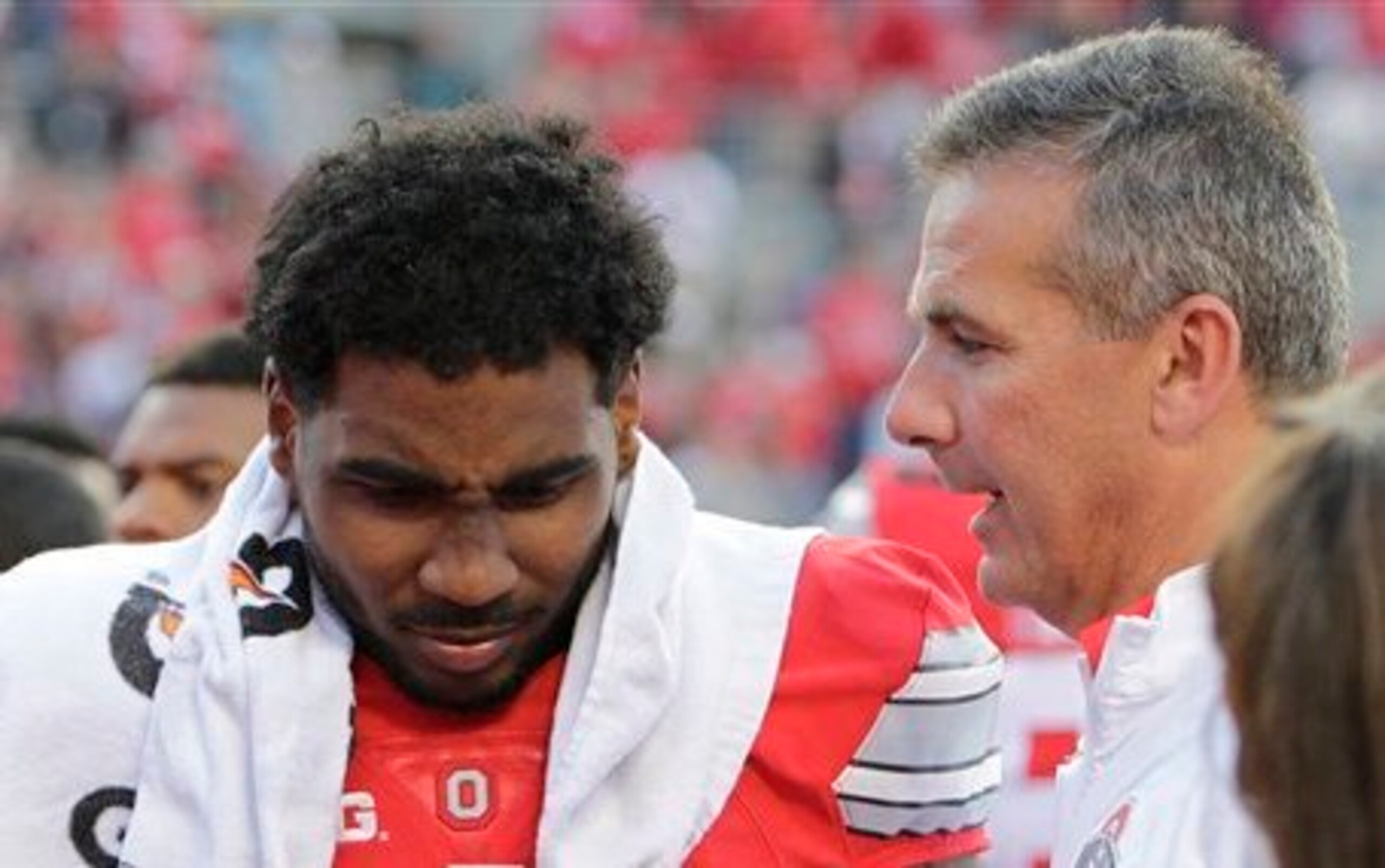 Ohio State WR/QB Braxton Miller and head coach Urban Meyer