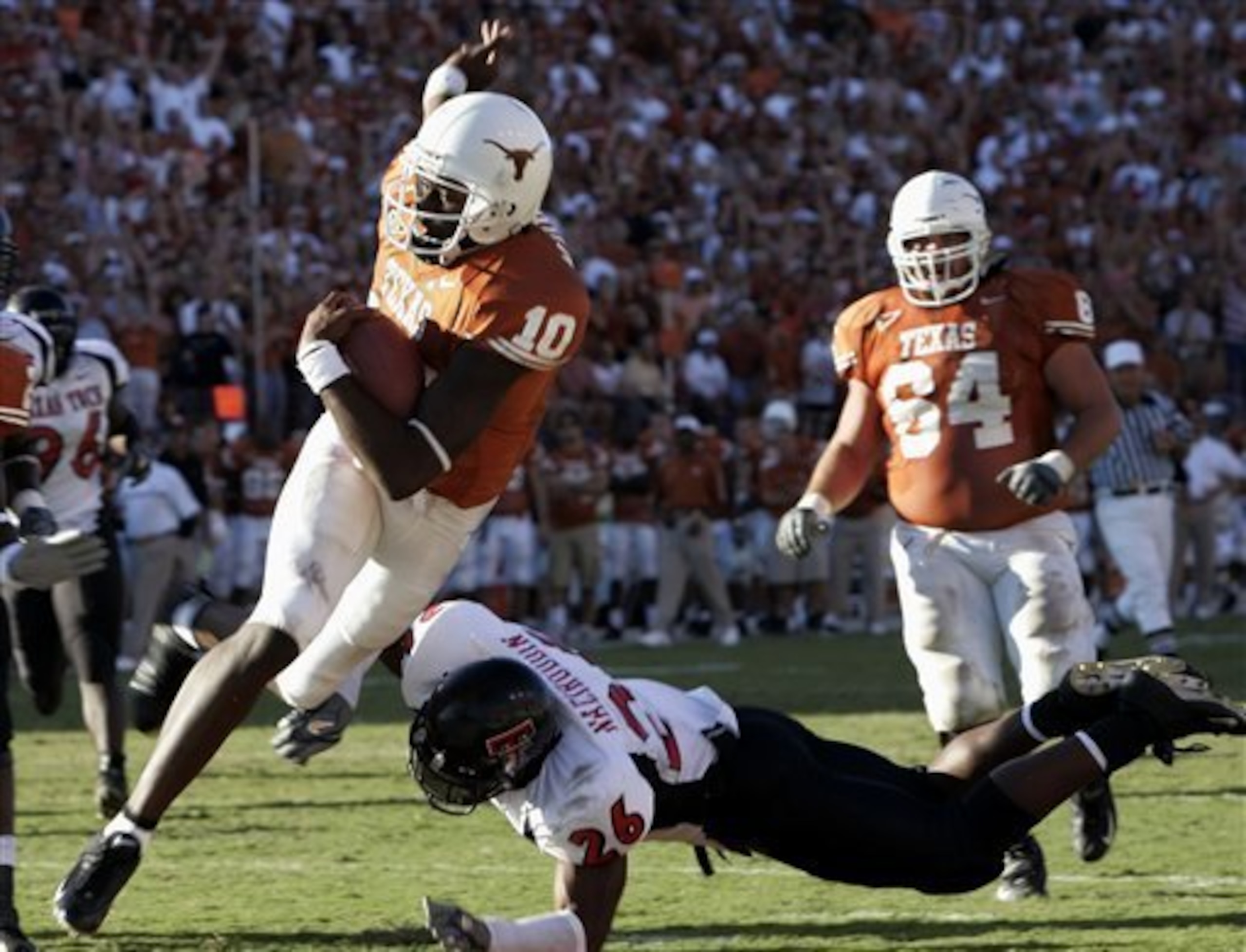 Young broke out with five touchdowns against the Red Raiders in 2004. Young broke out with five touchdowns against the Red Raiders in 2004.