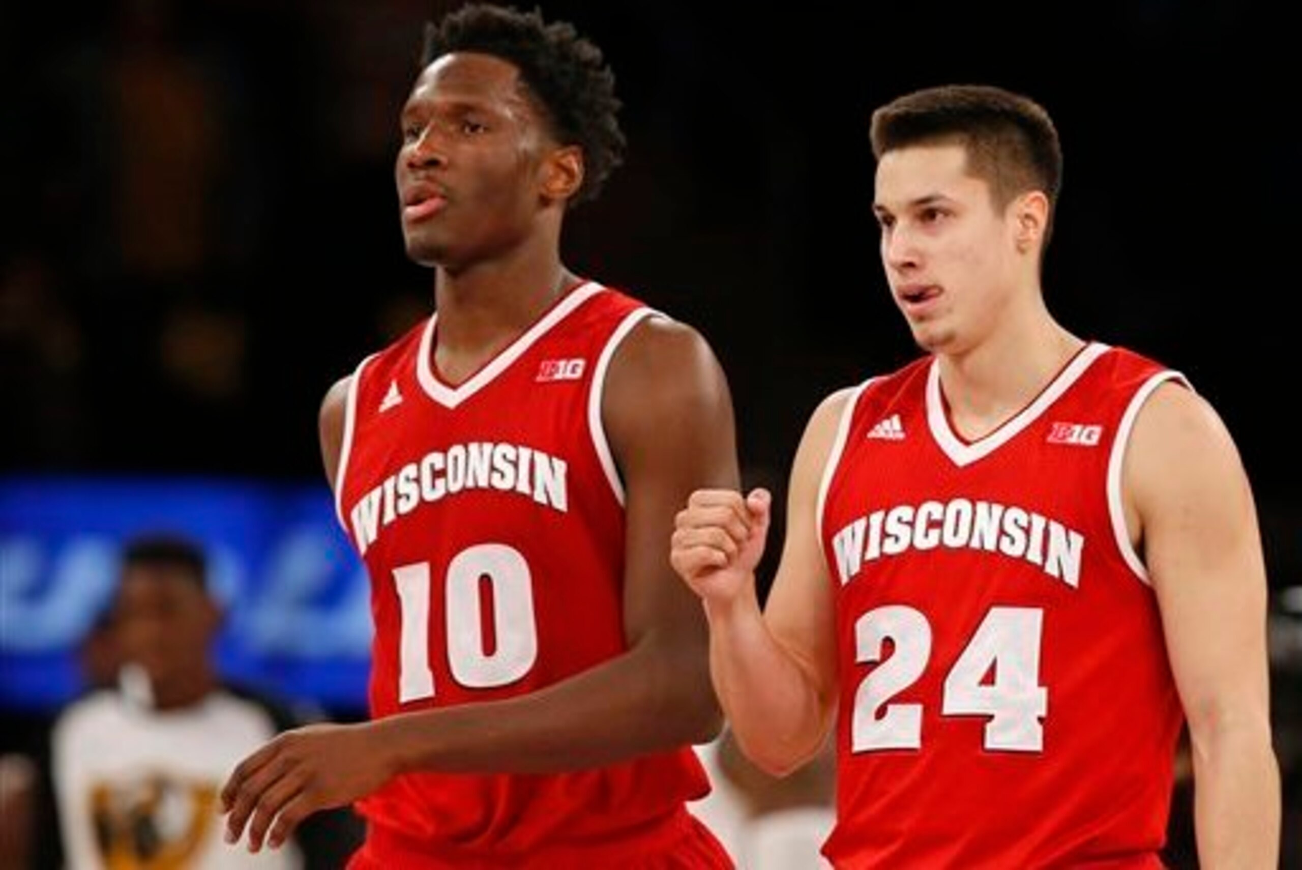 Nigel Hayes (left) and Bronson Koenig Nigel Hayes (left) and Bronson Koenig