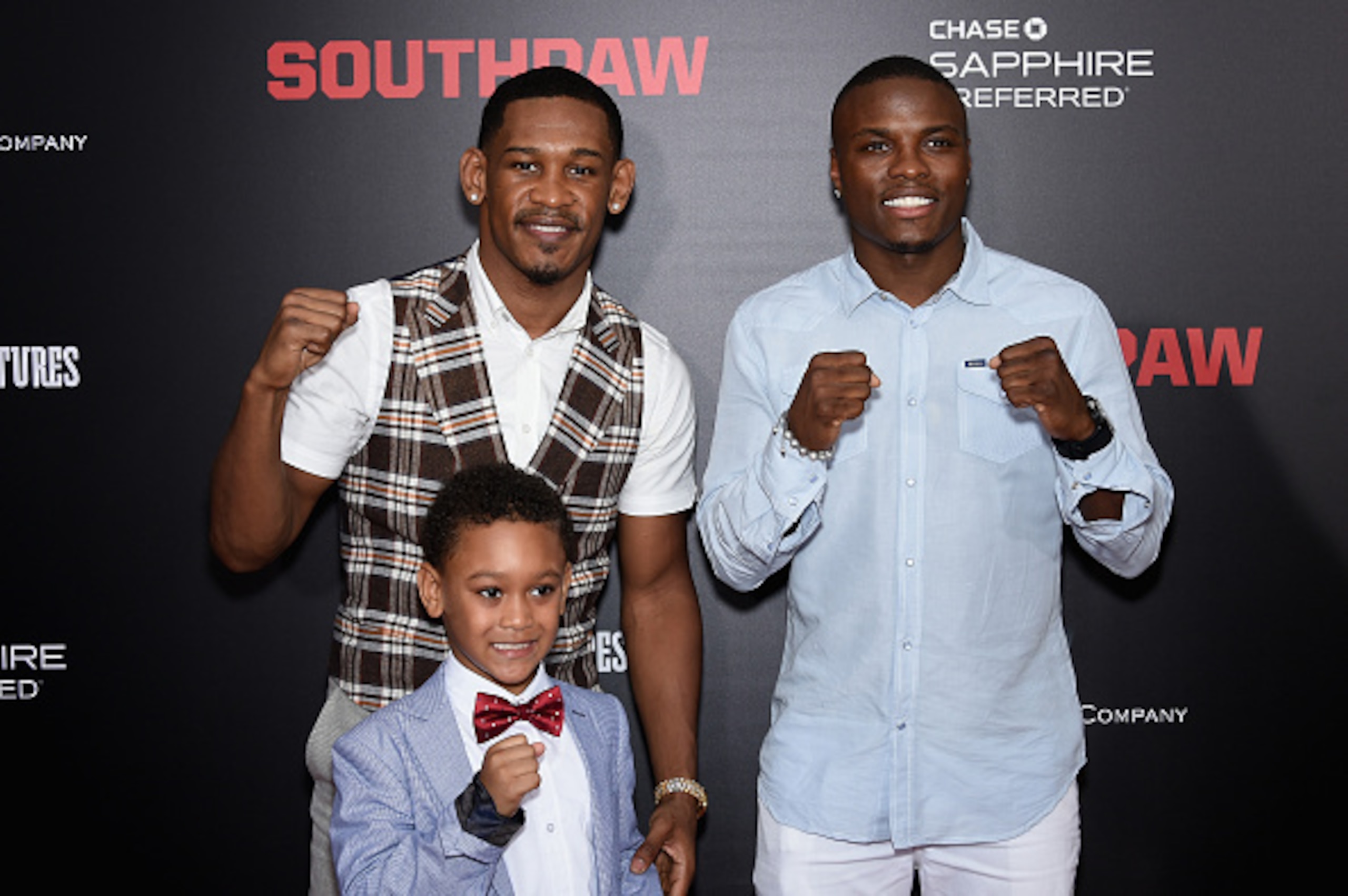 NEW YORK, NY - JULY 20: Boxers Daniel Jacobs (L) and Peter Quillin (R) attend the 'Southpaw' New York Premiere at AMC Loews Lincoln Square on July 20, 2015 in New York City.  (Photo by Dimitrios Kambouris/Getty Images)