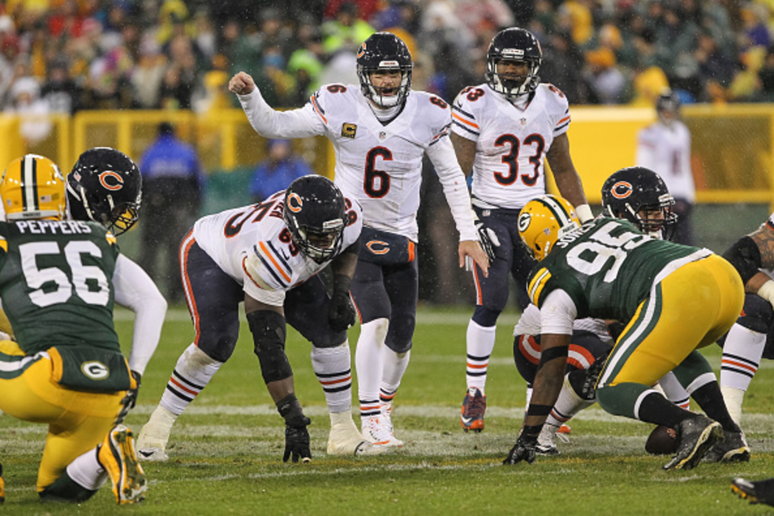 Jay Cutler (6) played mistake-free football against the Packers and recorded his first career victory at Lambeau Field Thursday night. Jay Cutler (6) played mistake-free football against the Packers and recorded his first career victory at Lambeau Field Thursday night.