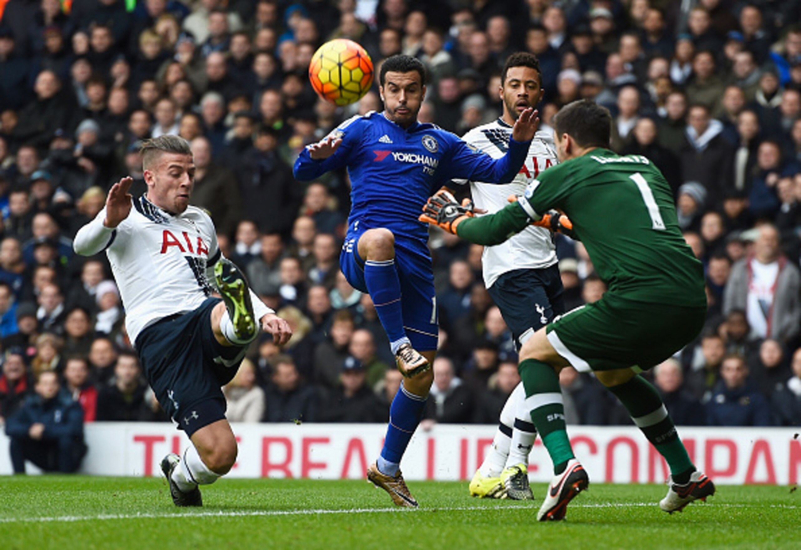 Toby Alderweireld made a crucial intervention to stop Pedro giving Chelsea the lead.