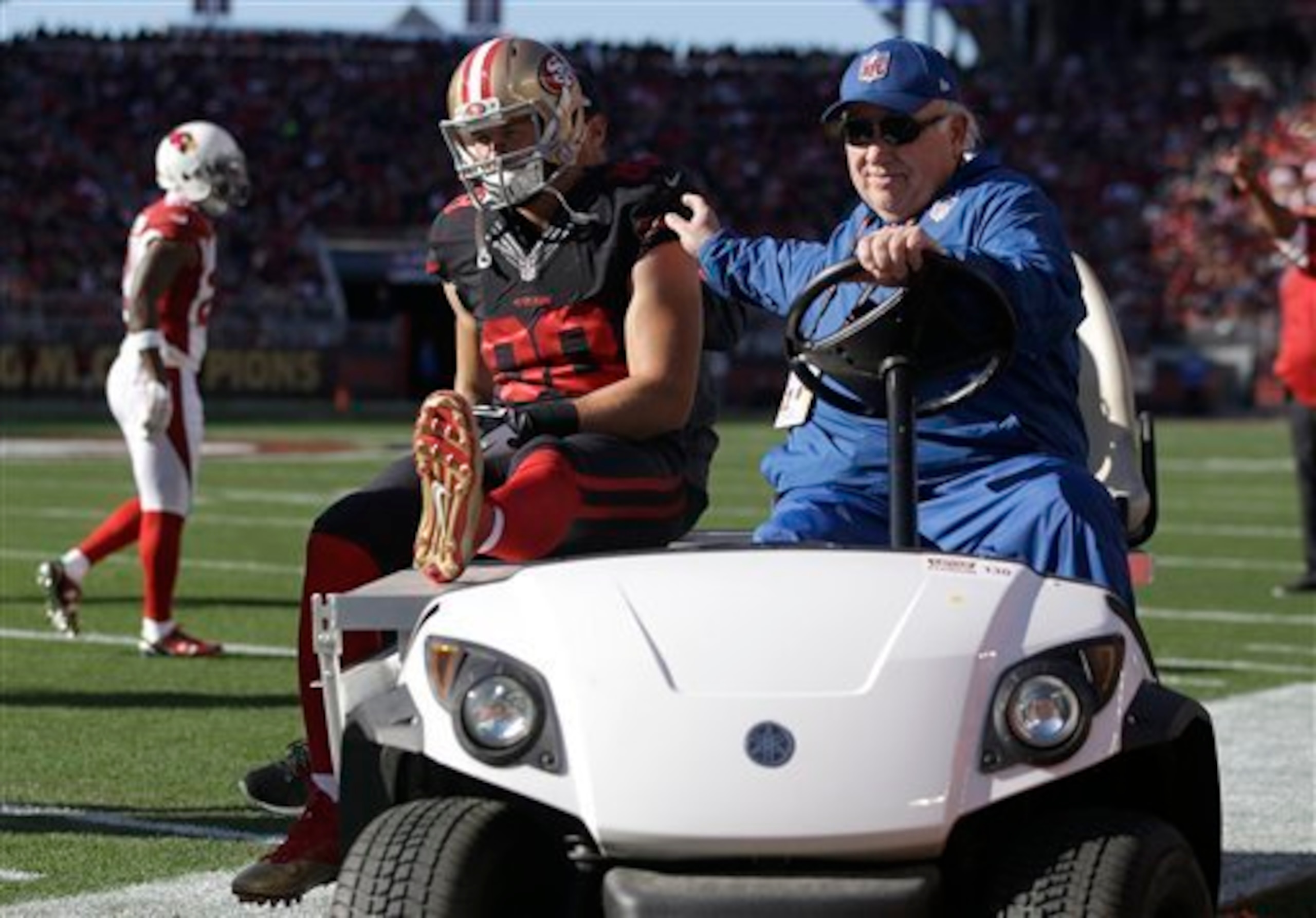 Tight end Garrett Celek suffered a high ankle sprain during the 49ers 19-13 loss versus the Cardinals.