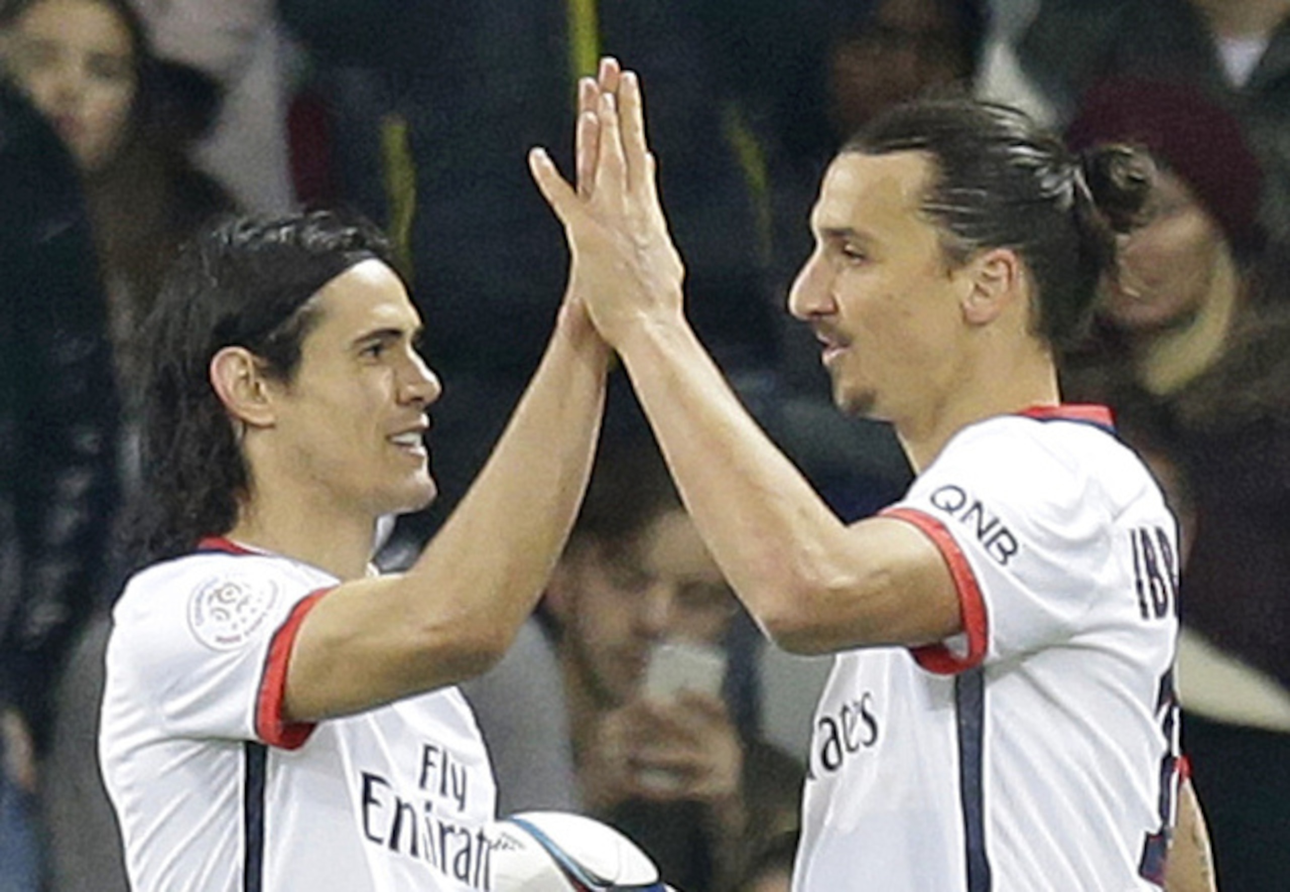 Edinson Cavani (left), pictured with Paris Saint-Germain team-mate Zlatan Ibrahimovic.