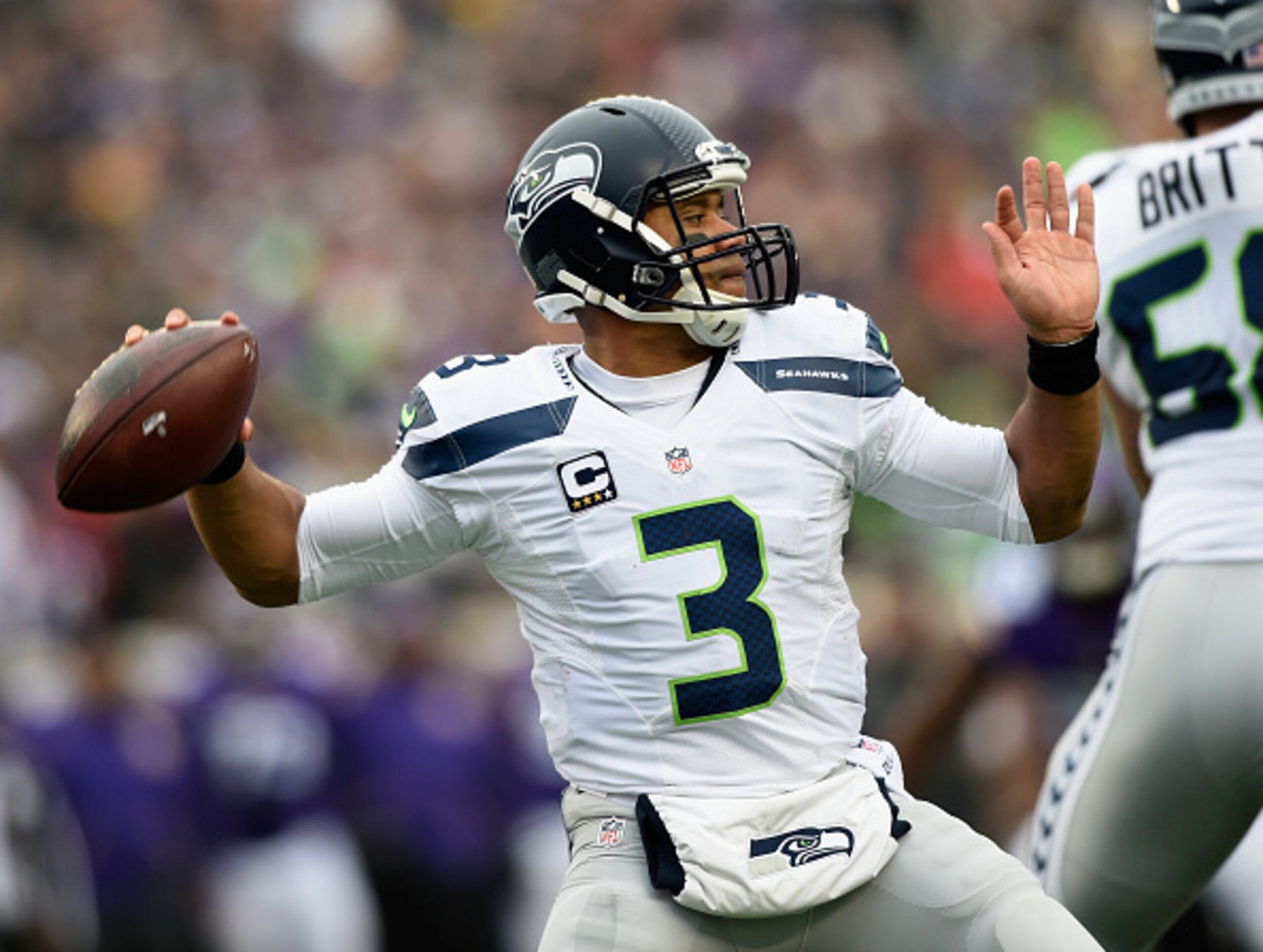 Russell Wilson in the pocket. Russell Wilson in the pocket.
