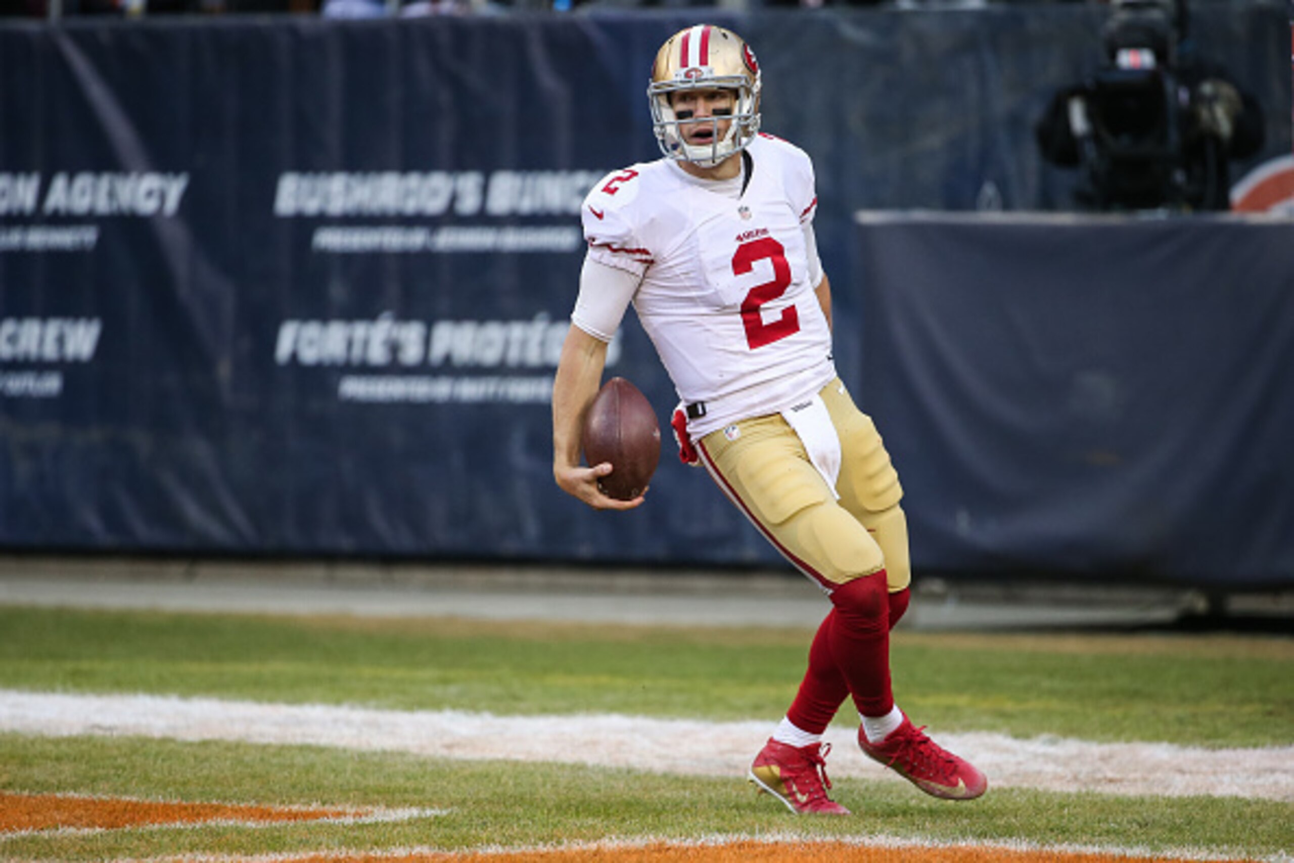 Quarterback Blaine Gabbert's fourth-quarter touchdown run helped send the 49ers into overtime.