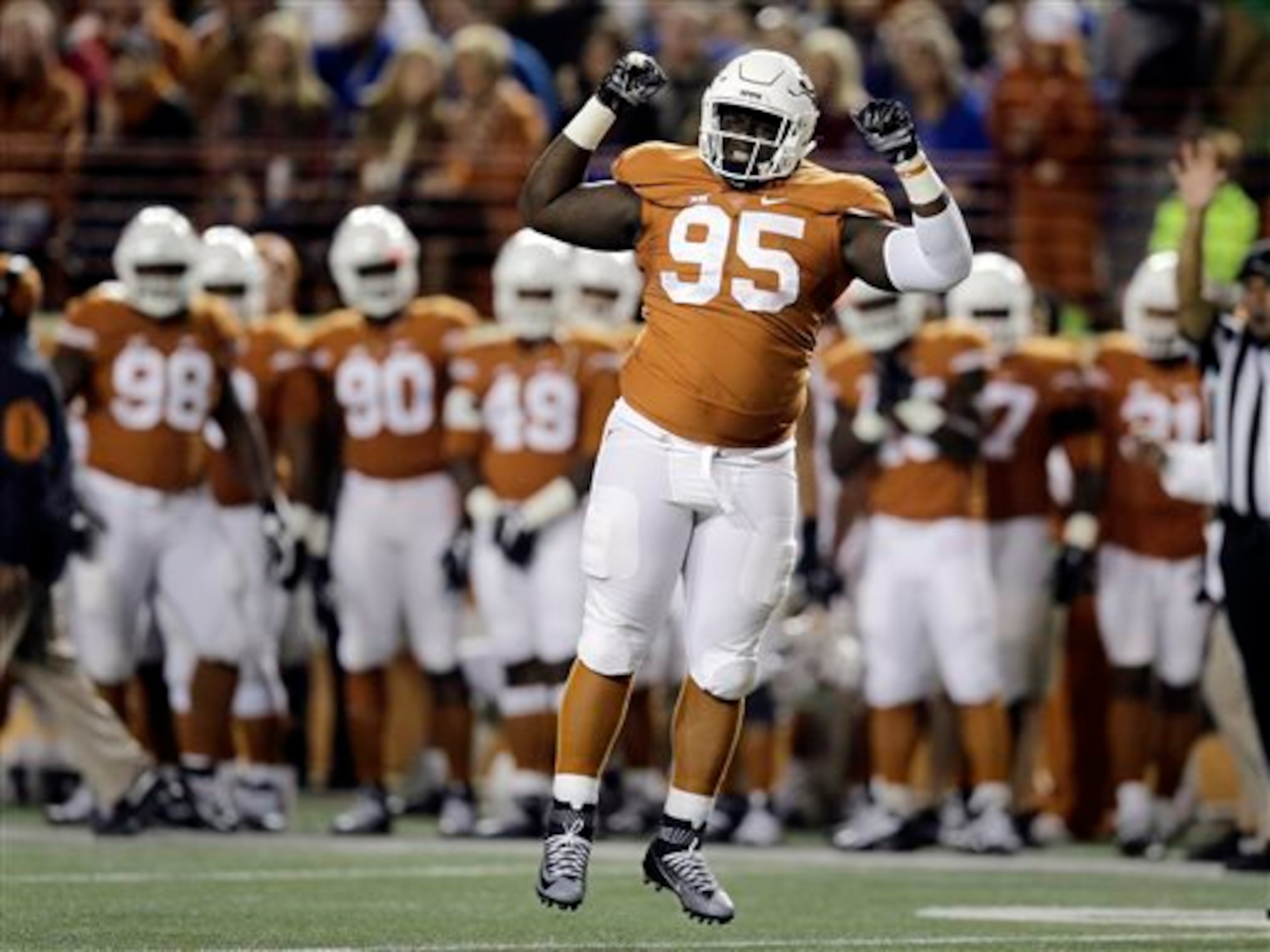Ford's forced fumble and recovery against the Bears gave Texas its second win over a Top 15 team in 2015.