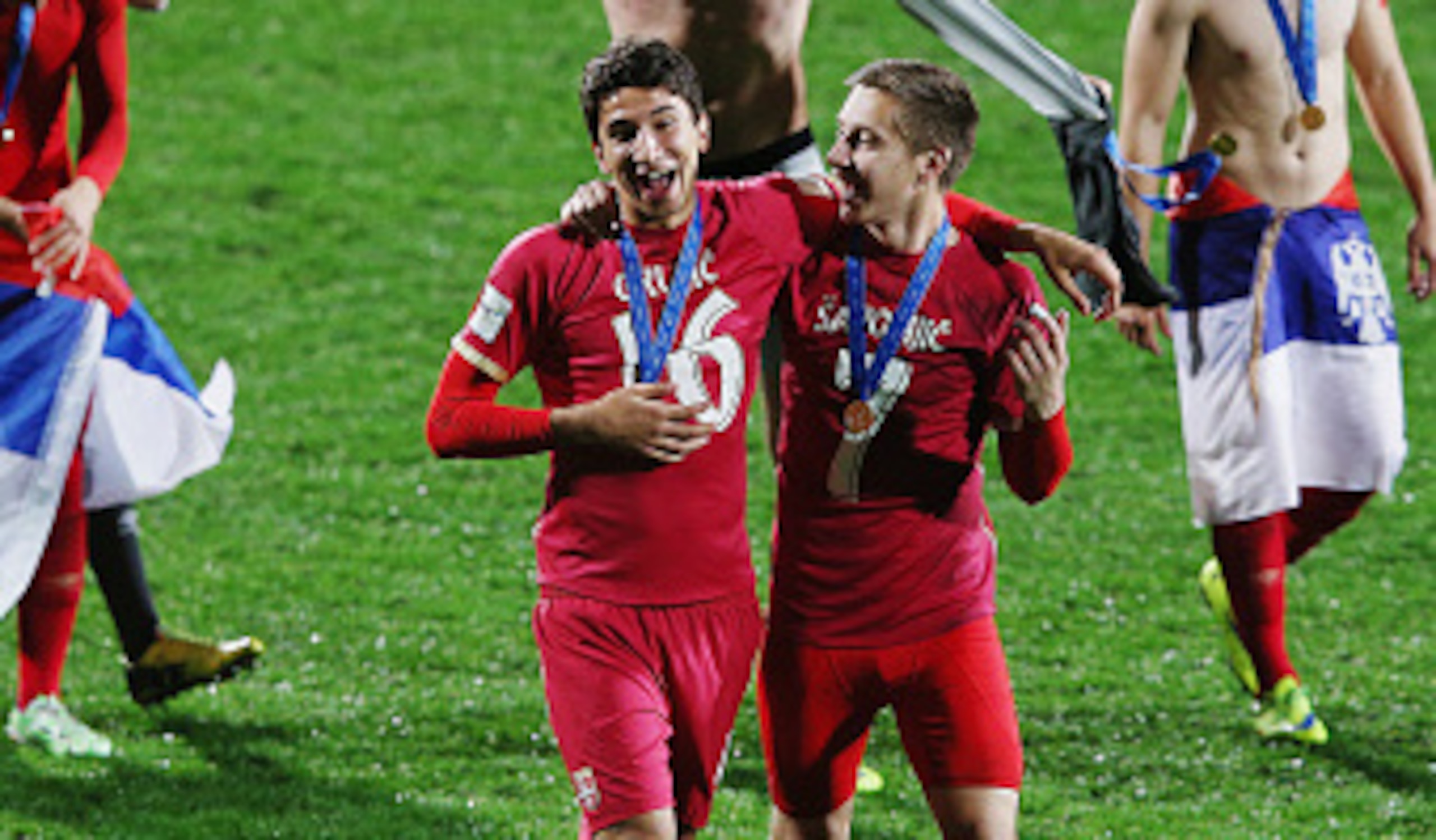Marko Grujic (left), pictured after winning the 2015 Under-20 World Cup.