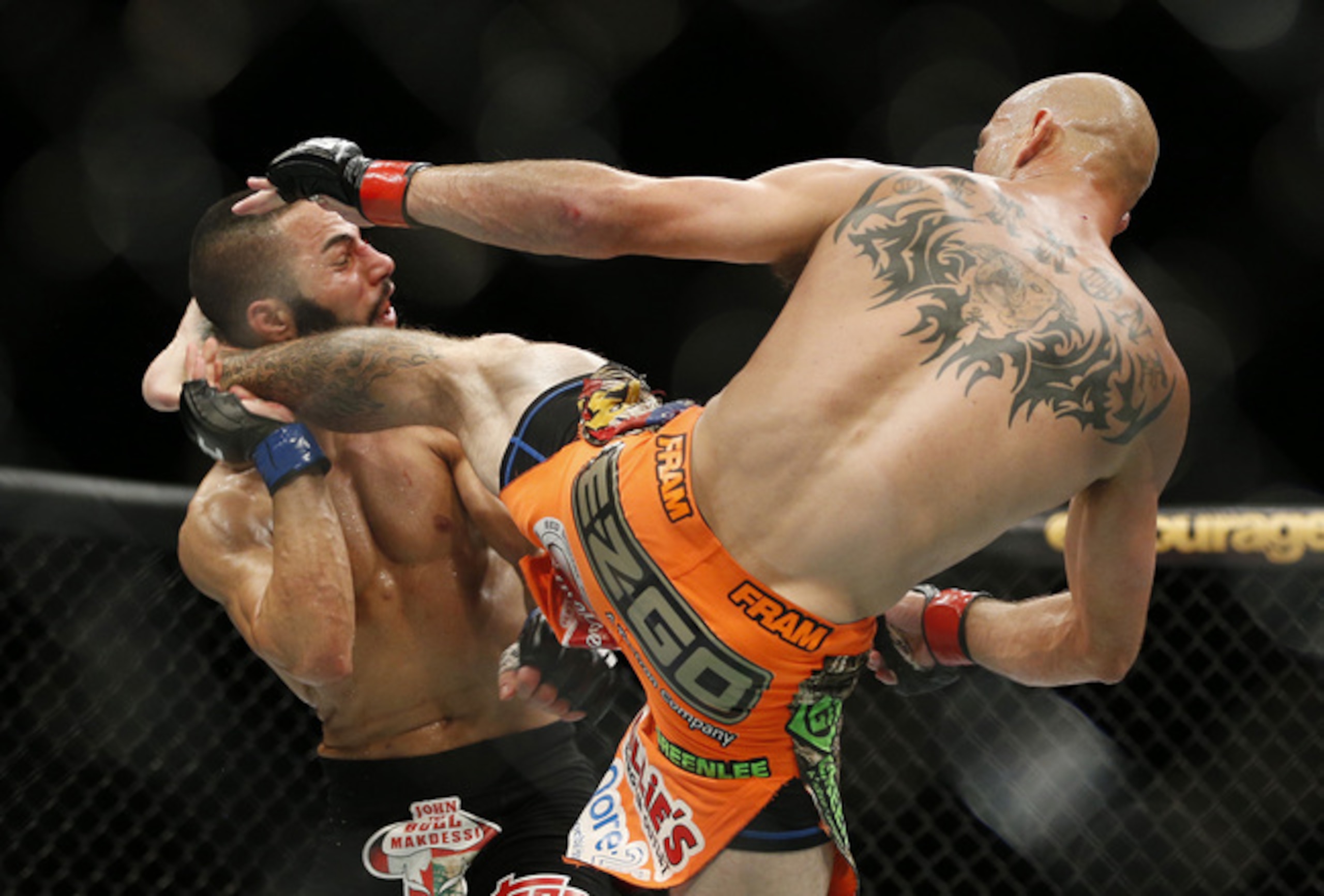 Donald Cerrone connects with a head kick versus John Makdessi.