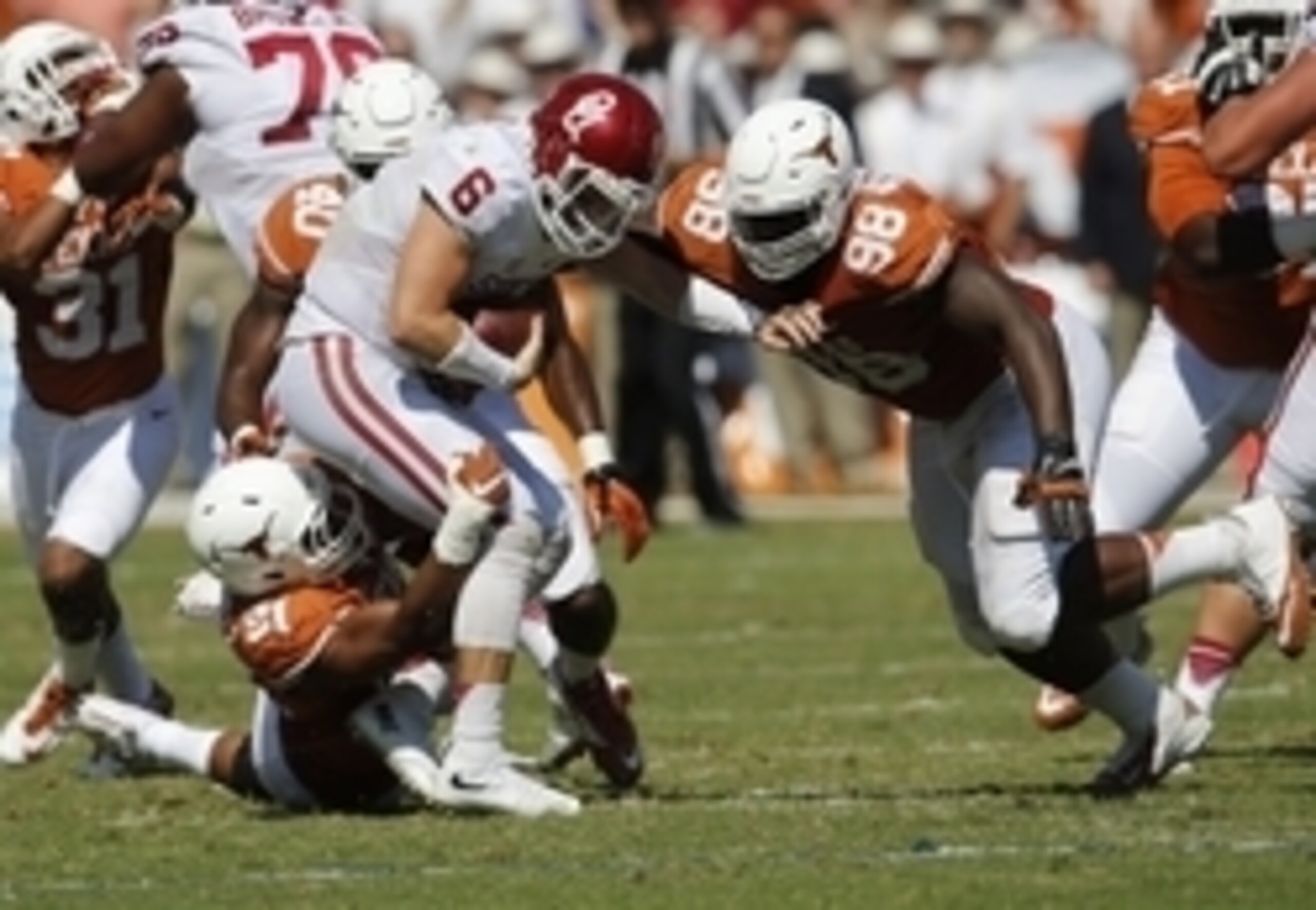 When Ridgeway (right) was healthy, Texas' defensive line played like a force to be reckoned with.