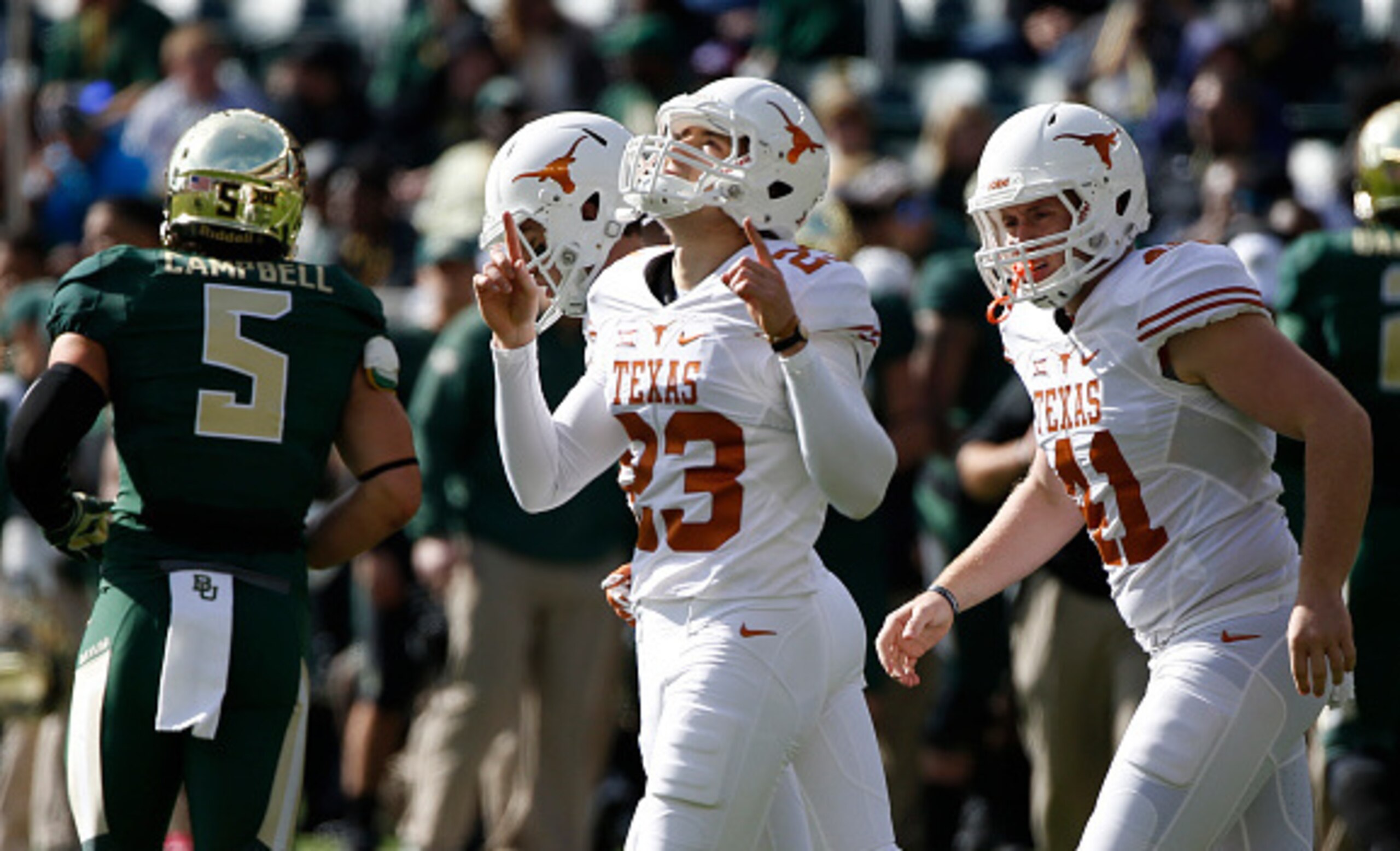 Rose (left) came up big against Baylor, but his missed extra point against Cal will define his final season at Texas.