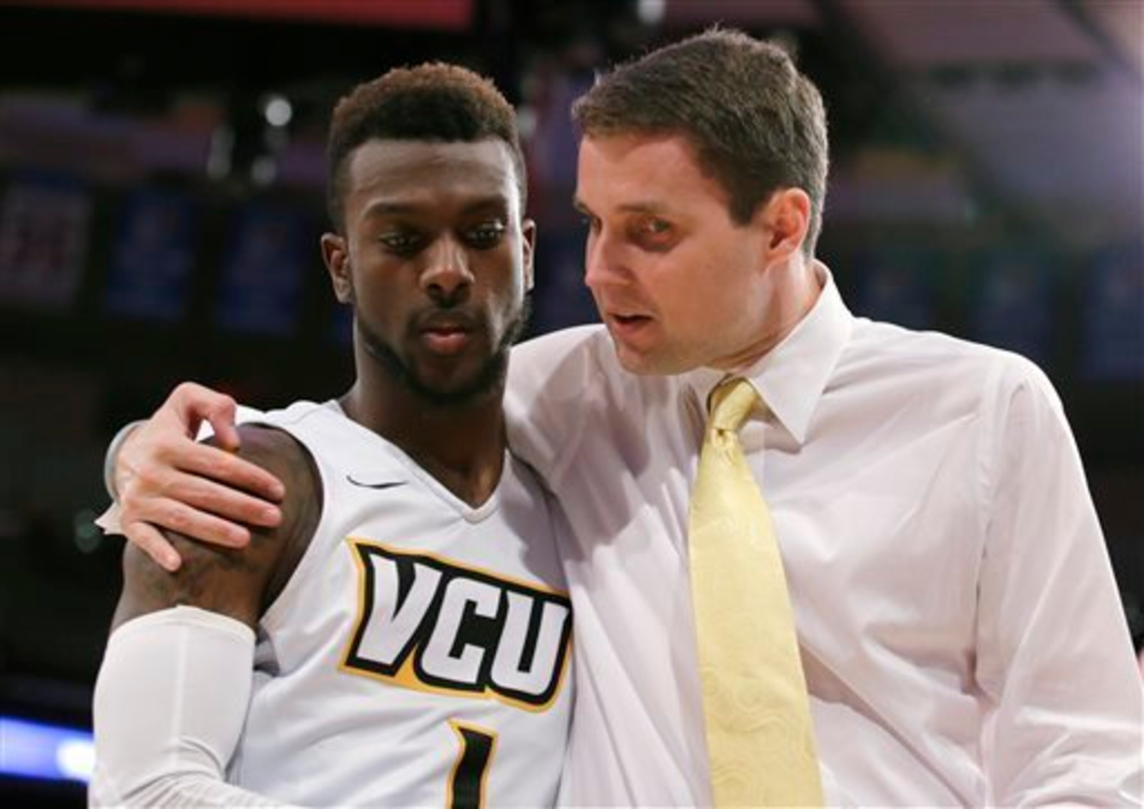 VCU rookie head coach Will Wade (right) counsels JeQuan Lewis VCU rookie head coach Will Wade (right) counsels JeQuan Lewis