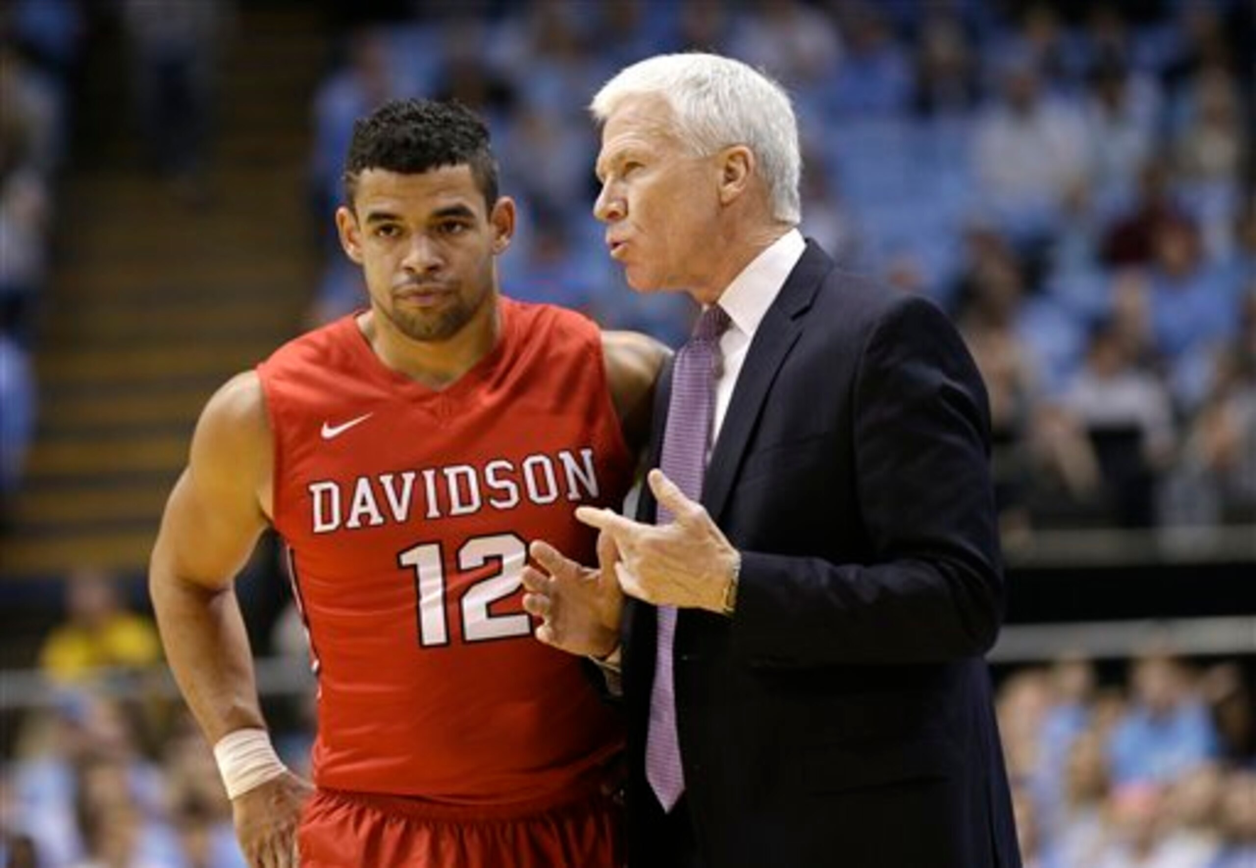 Jack Gibbs (left) and Davidson coach Bob McKillop
