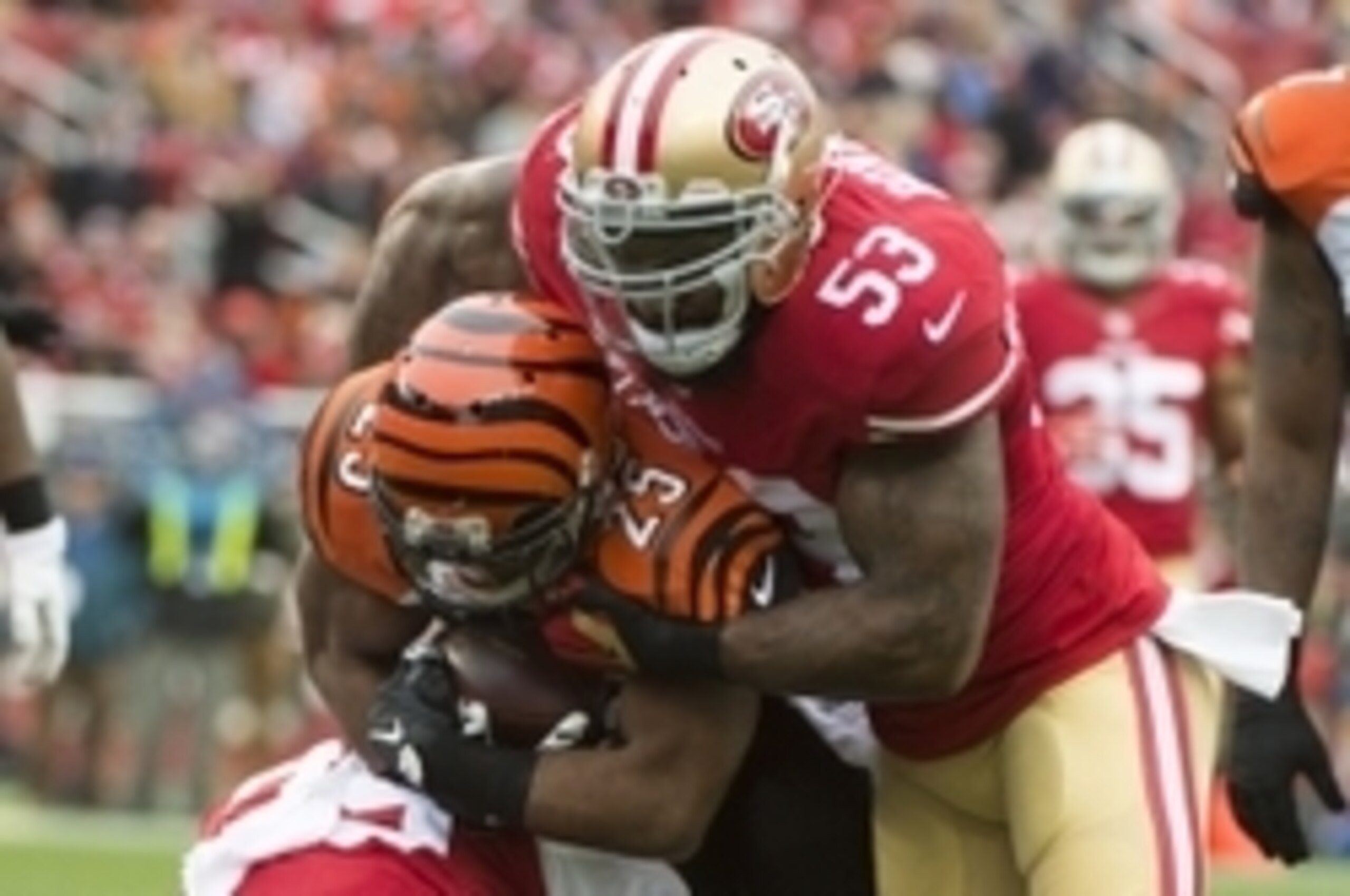 Linebacker NaVorro Bowman led all 49ers tacklers on the day.