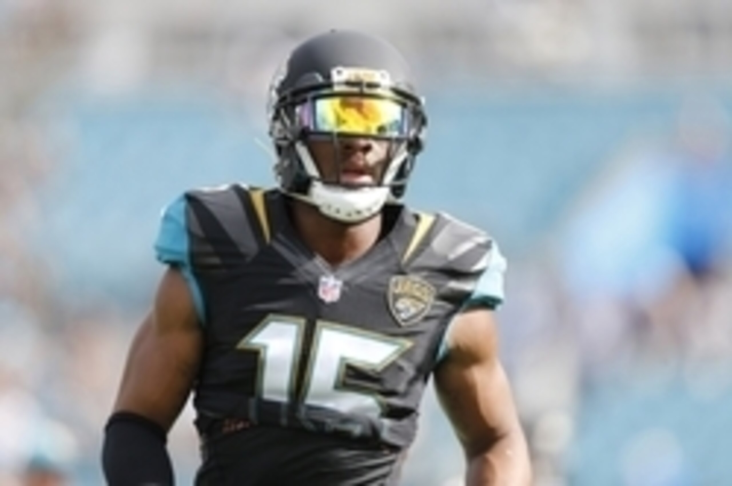 Dec 13, 2015; Jacksonville, FL, USA; Jacksonville Jaguars wide receiver Allen Robinson (15) looks on during pre-game against the Indianapolis Colts at EverBank Field. The Jaguars won 51-16. Mandatory Credit: Jim Steve-USA TODAY Sports Dec 13, 2015; Jacksonville, FL, USA; Jacksonville Jaguars wide receiver Allen Robinson (15) looks on during pre-game against the Indianapolis Colts at EverBank Field. The Jaguars won 51-16. Mandatory Credit: Jim Steve-USA TODAY Sports