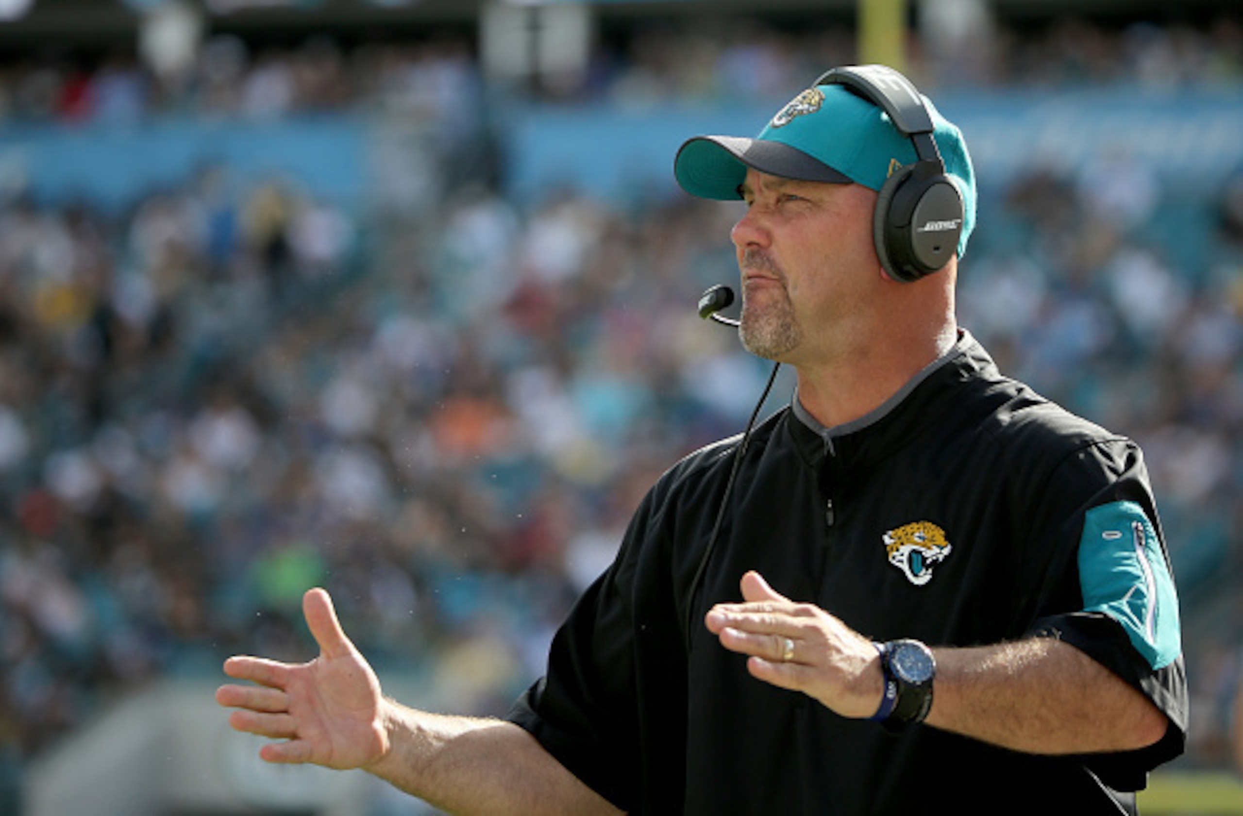 JACKSONVILLE, FL - DECEMBER 13: Head coach Gus Bradley of the Jacksonville Jaguars watches the action during the game against the Indianapolis Colts at EverBank Field on December 13, 2015 in Jacksonville, Florida. (Photo by Sam Greenwood/Getty Images) JACKSONVILLE, FL - DECEMBER 13: Head coach Gus Bradley of the Jacksonville Jaguars watches the action during the game against the Indianapolis Colts at EverBank Field on December 13, 2015 in Jacksonville, Florida. (Photo by Sam Greenwood/Getty Images)
