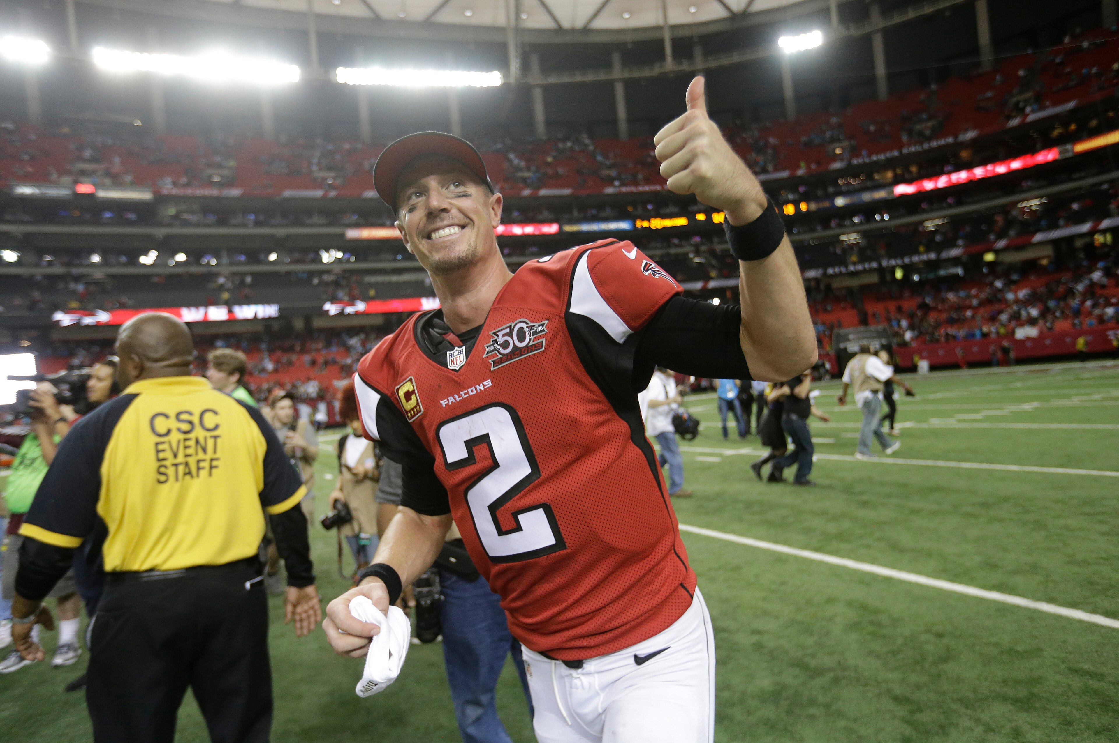 The Falcons kept their slim playoff hopes alive with a win. The Falcons kept their slim playoff hopes alive with a win.