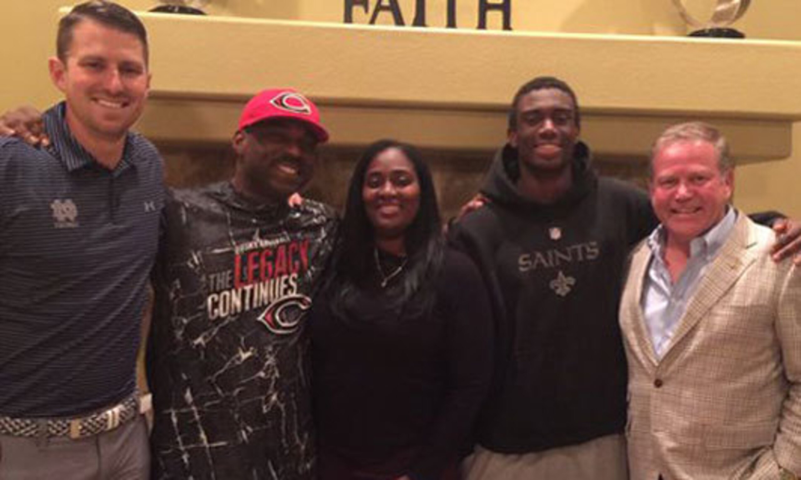 Javon McKinley with Mike Sanford and Brian Kelly