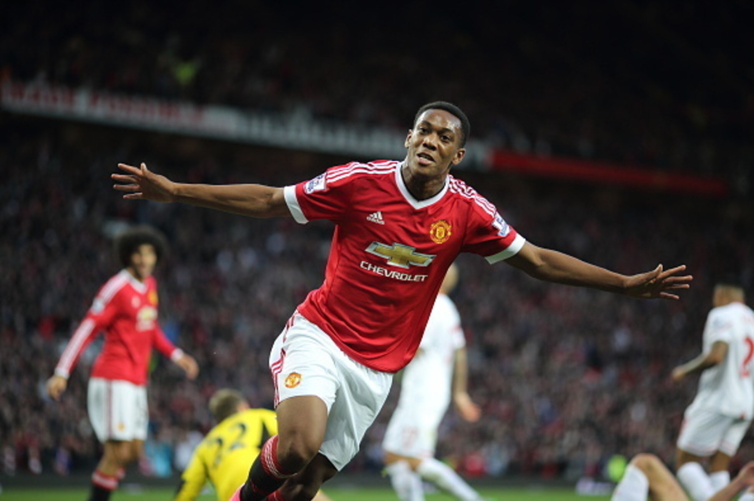 Martial celebrates his goal against Liverpool Martial celebrates his goal against Liverpool