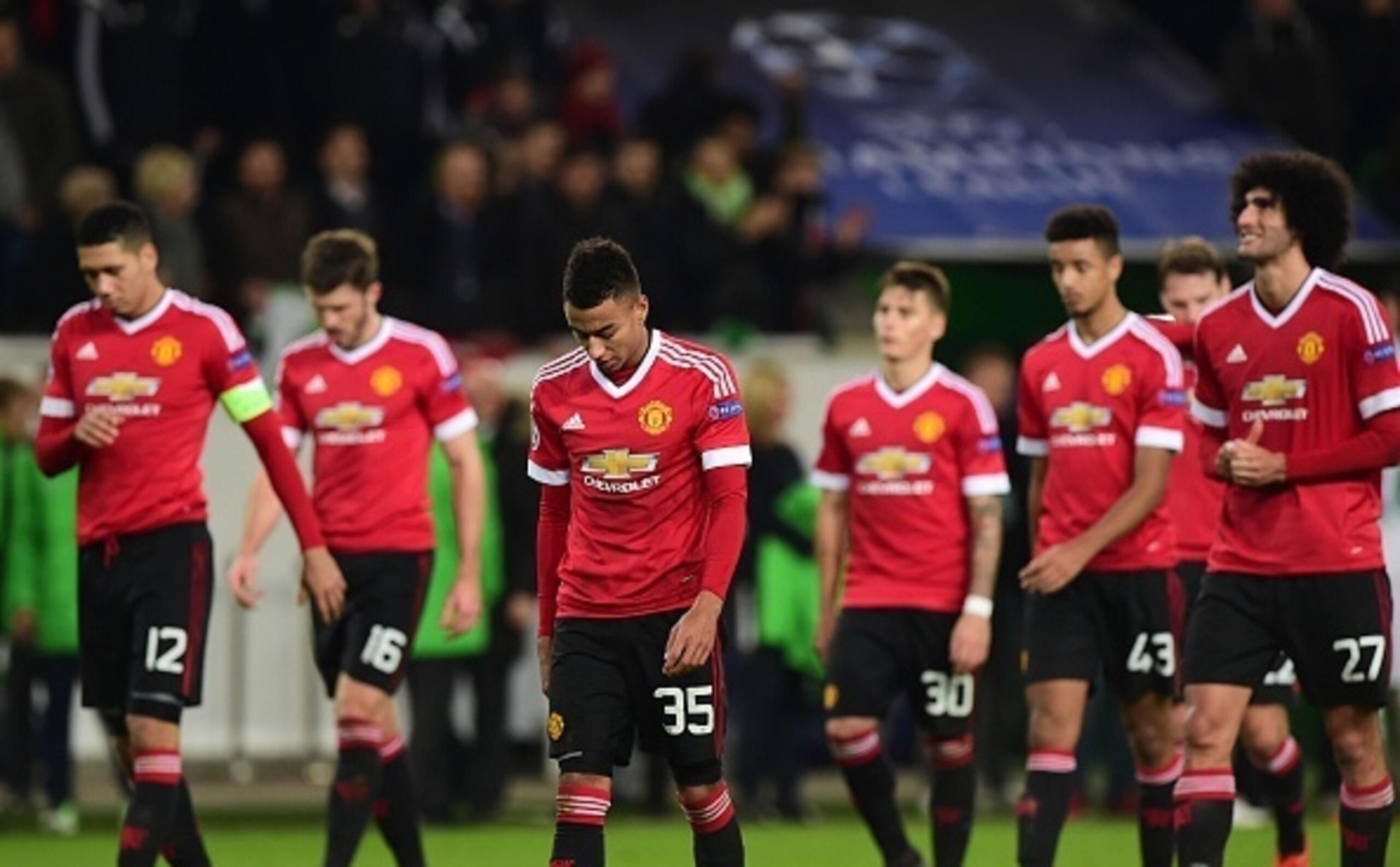 United players after the Wolfsburg loss United players after the Wolfsburg loss