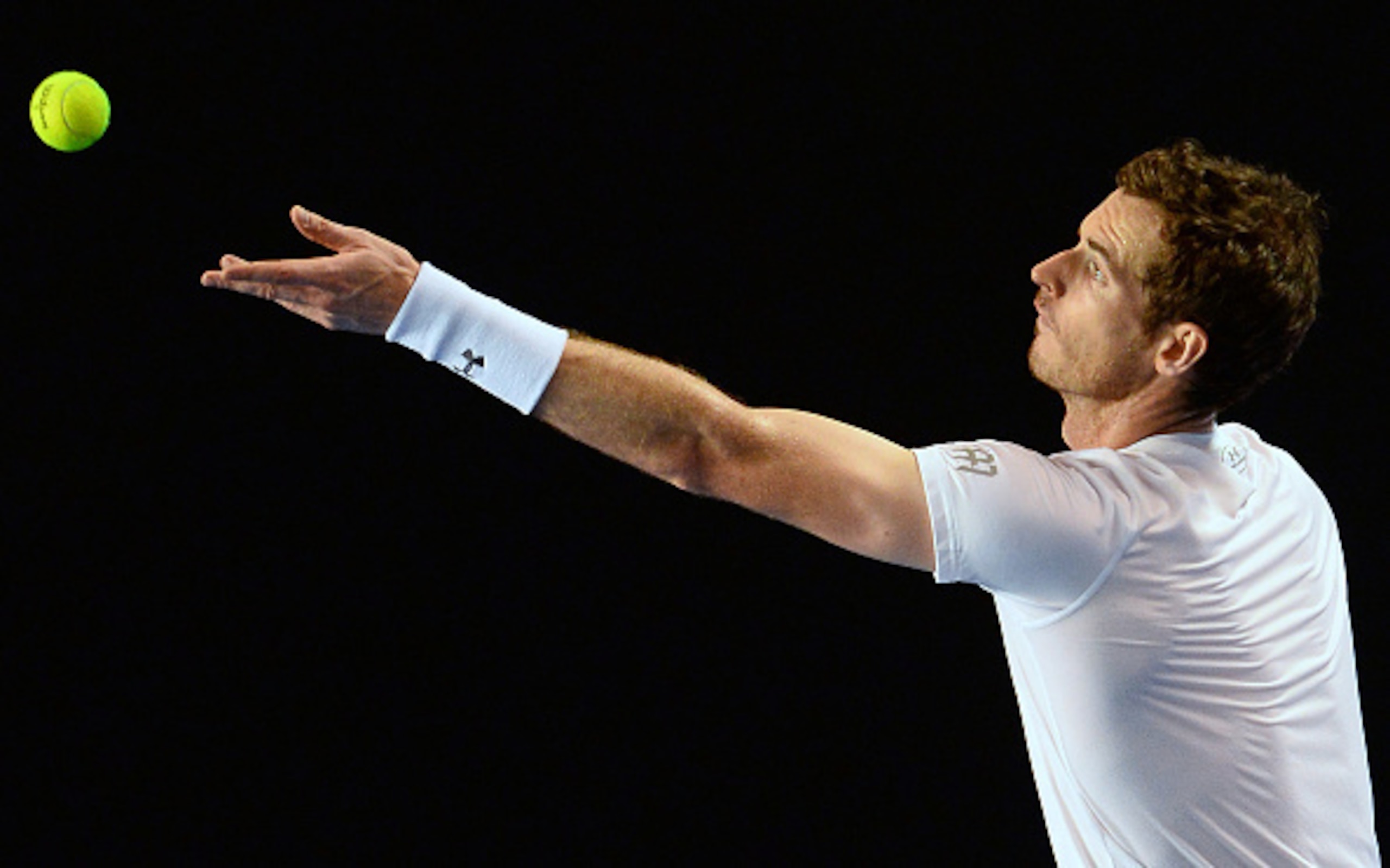 Andy Murray serves during practice ahead of the Australian Open.