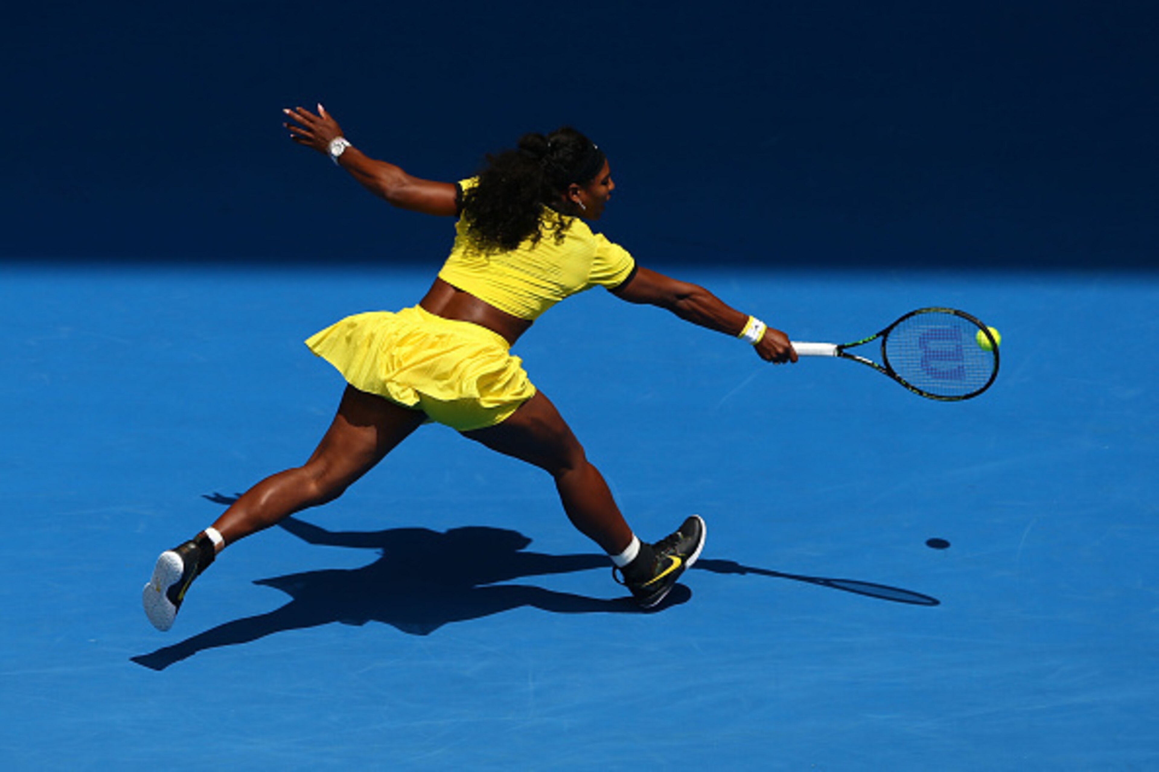 Serena Williams reaches to make a play on the ball during the 2016 Australian Open.