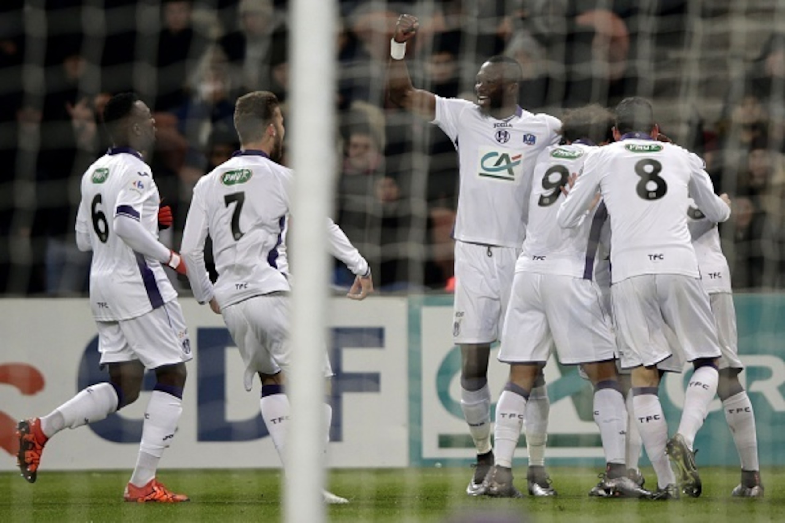 Moubandje celebrates the opening goal.