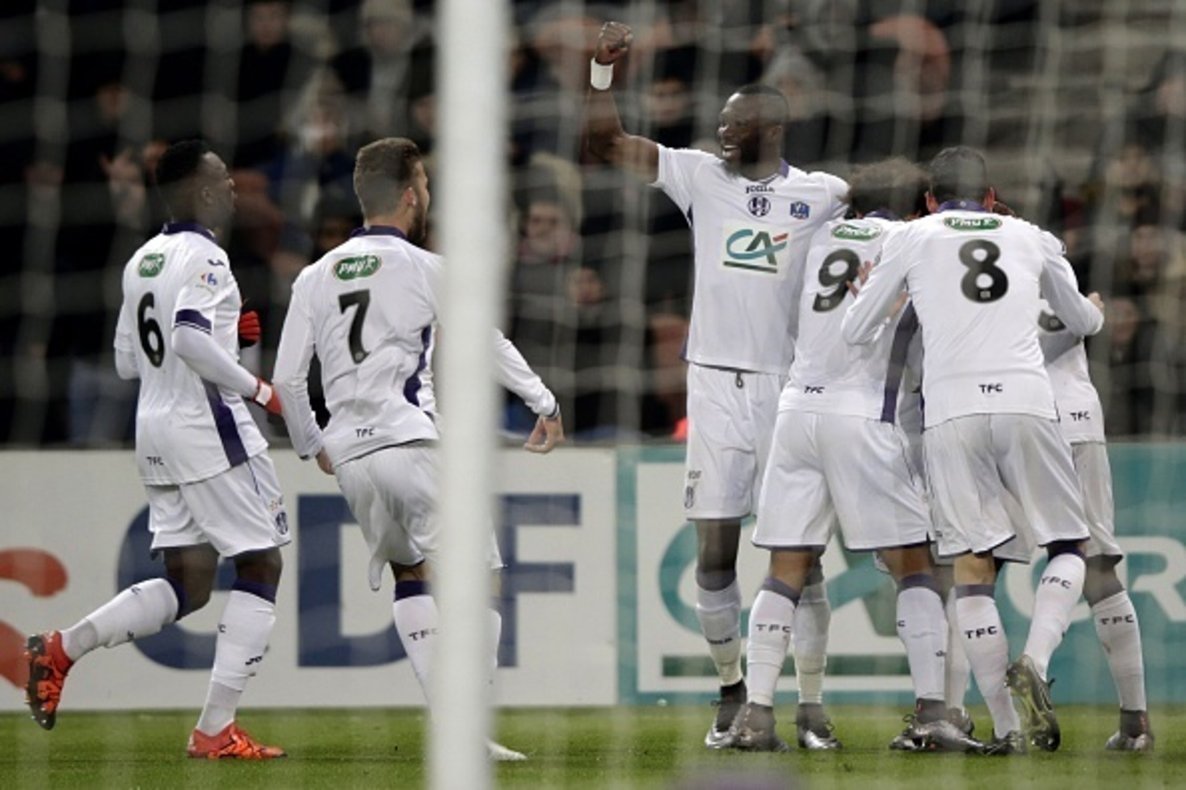 Moubandje celebrates the opening goal.