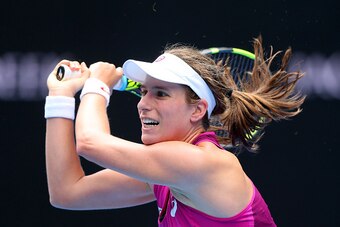 Konta during her quarterfinal win over Shuai Zhang.