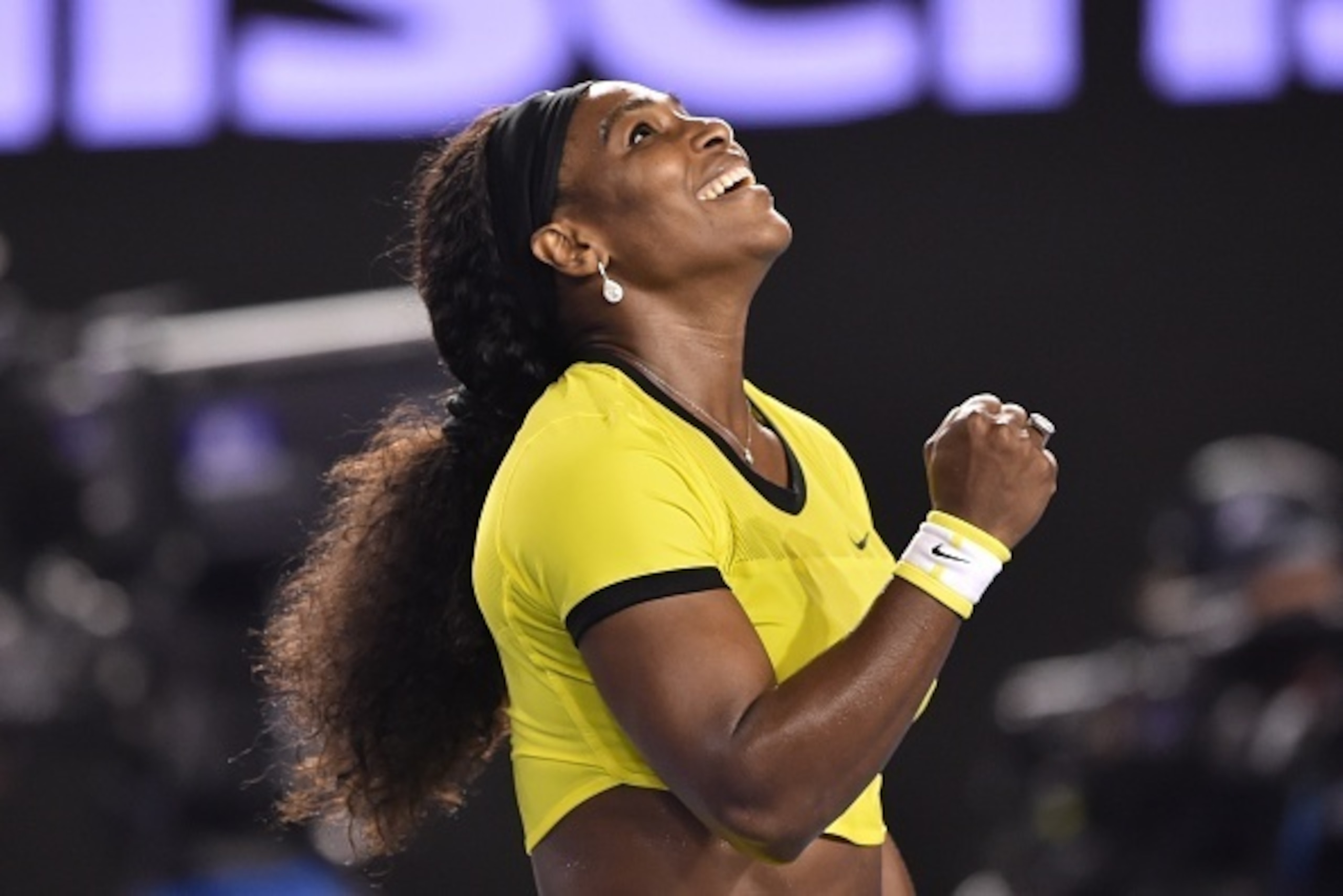 A happy Williams after reaching her seventh Australian Open final.