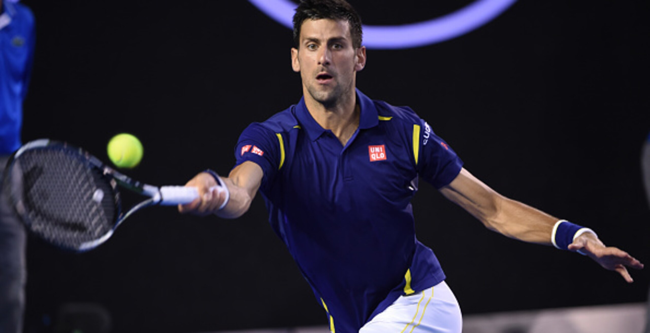Novak Djokovic hits a forehand during his quarterfinal match at the 2016 Australian Open.
