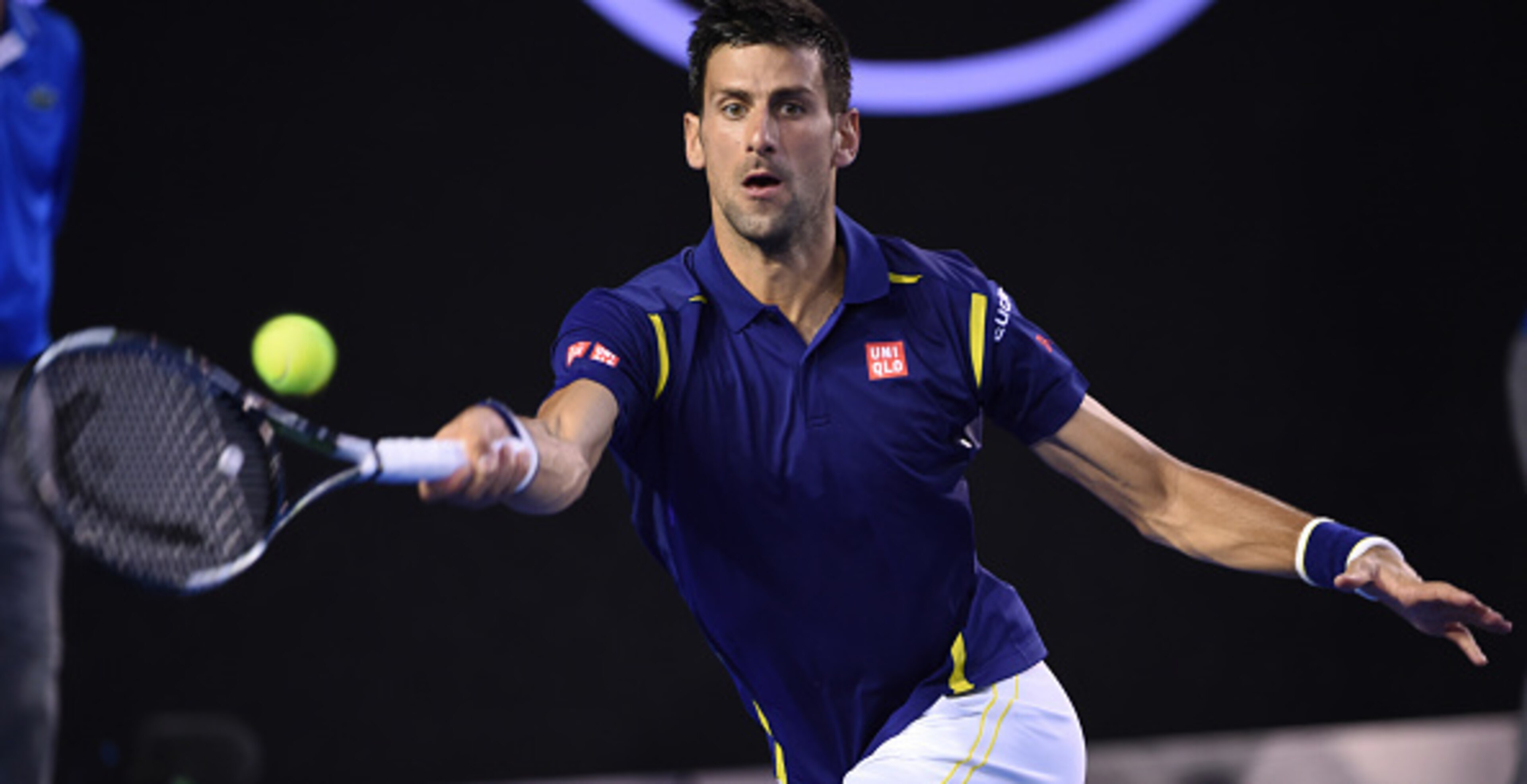 Novak Djokovic hits a forehand during his quarterfinal match at the 2016 Australian Open.