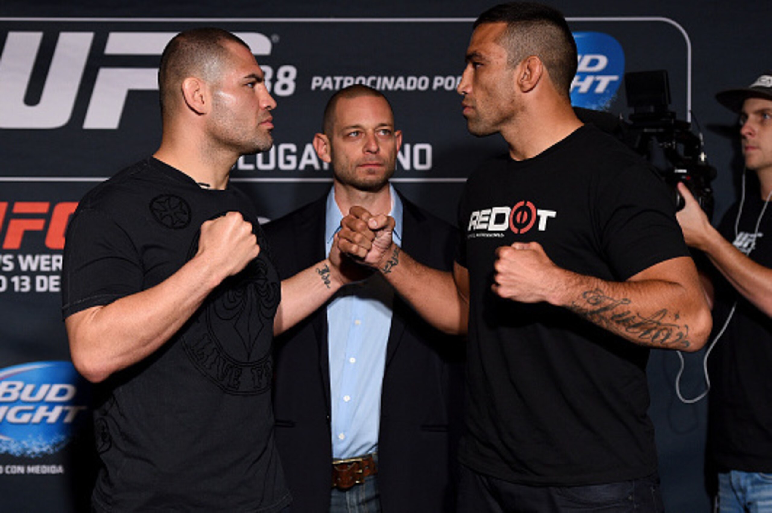 The rematch between Cain Velasquez (left) and Fabricio Werdum was canceled because of injury.