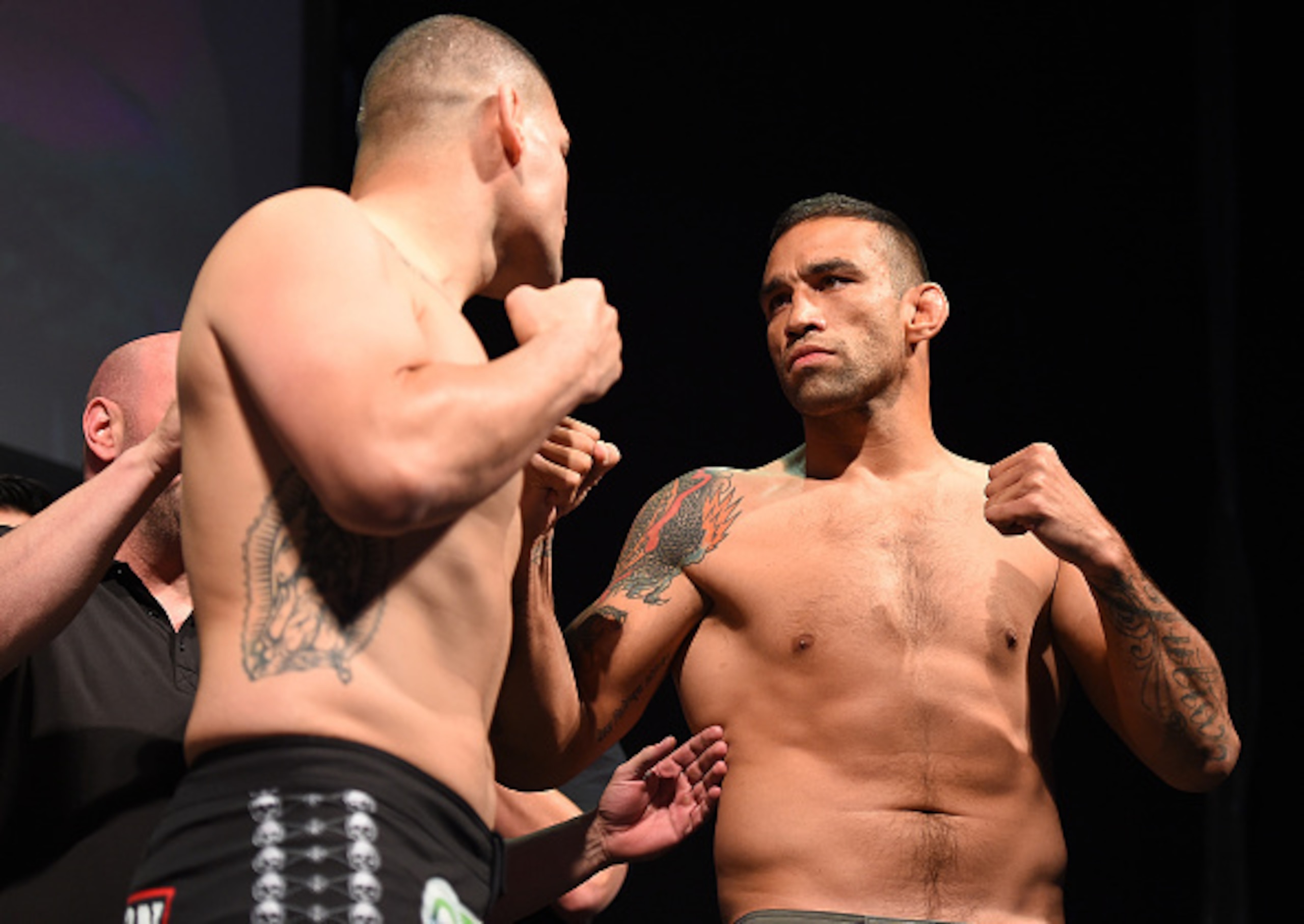 Cain Velasquez (left) and Fabricio Werdum