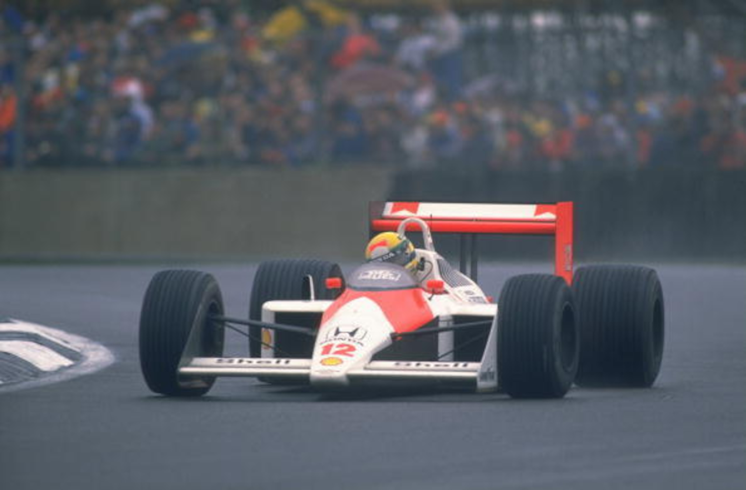 Ayrton Senna in his first McLaren—the mighty MP4/4.