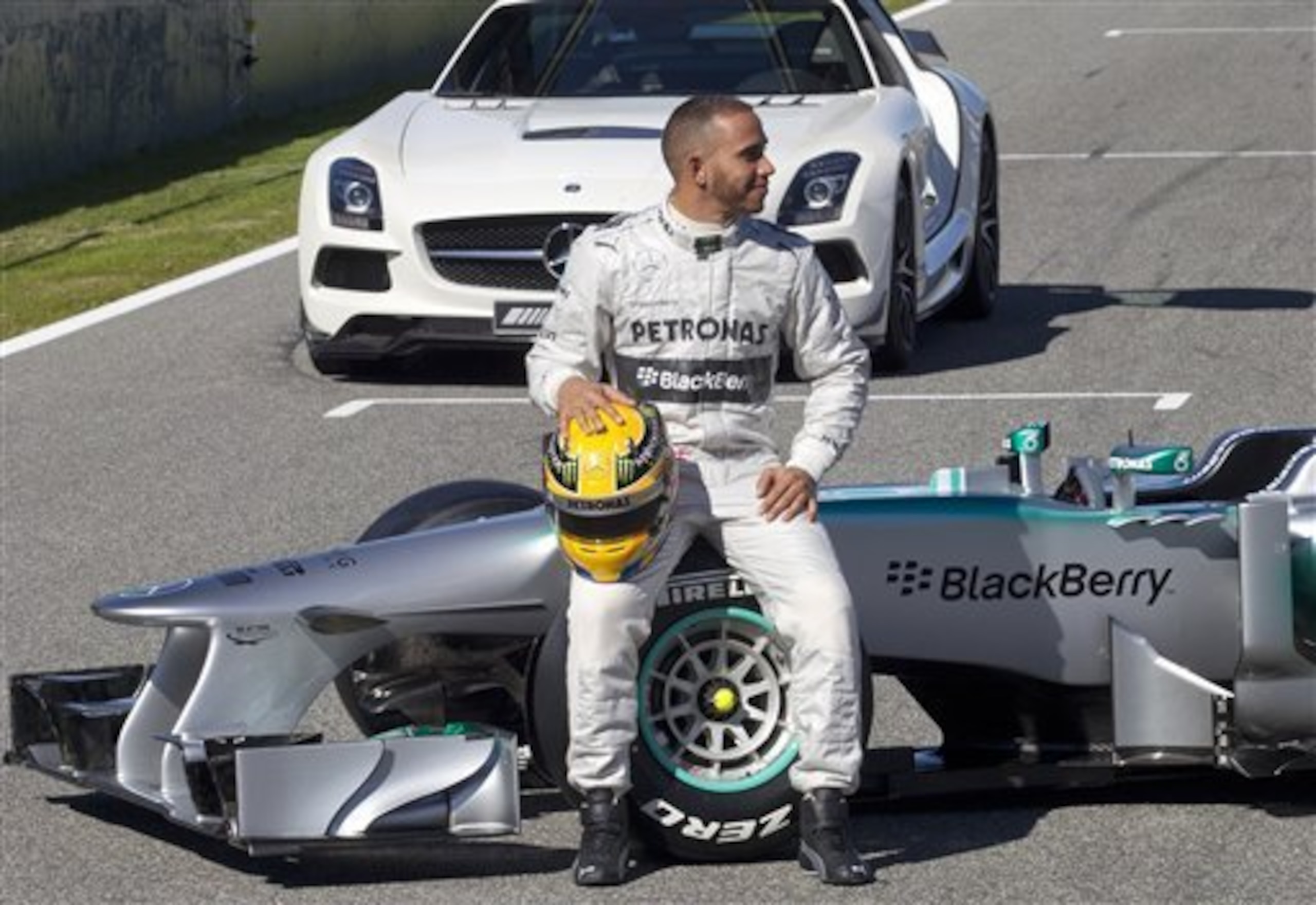 Lewis Hamilton at the launch of his first Mercedes.