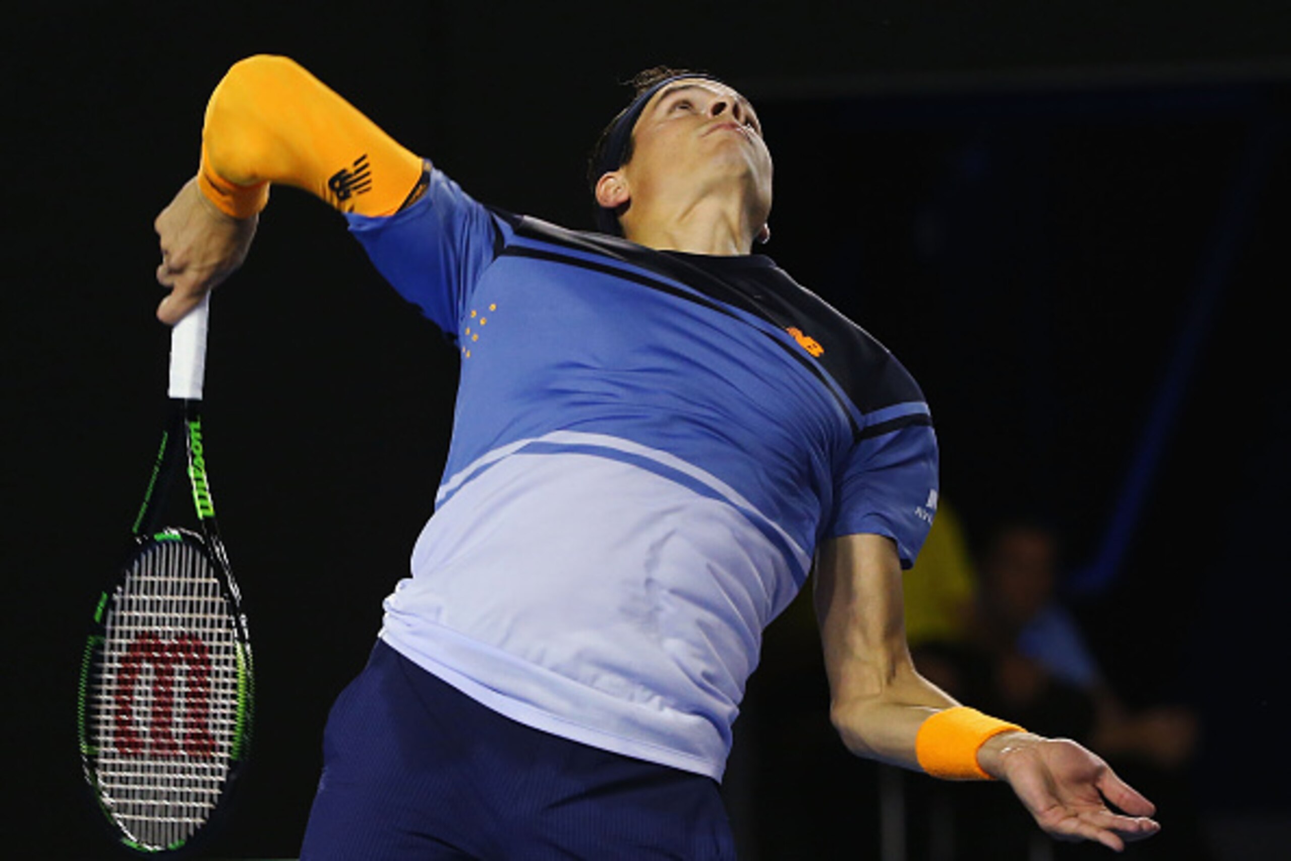 Milos Raonic serves during his quarterfinals win at the 2016 Australian Open.